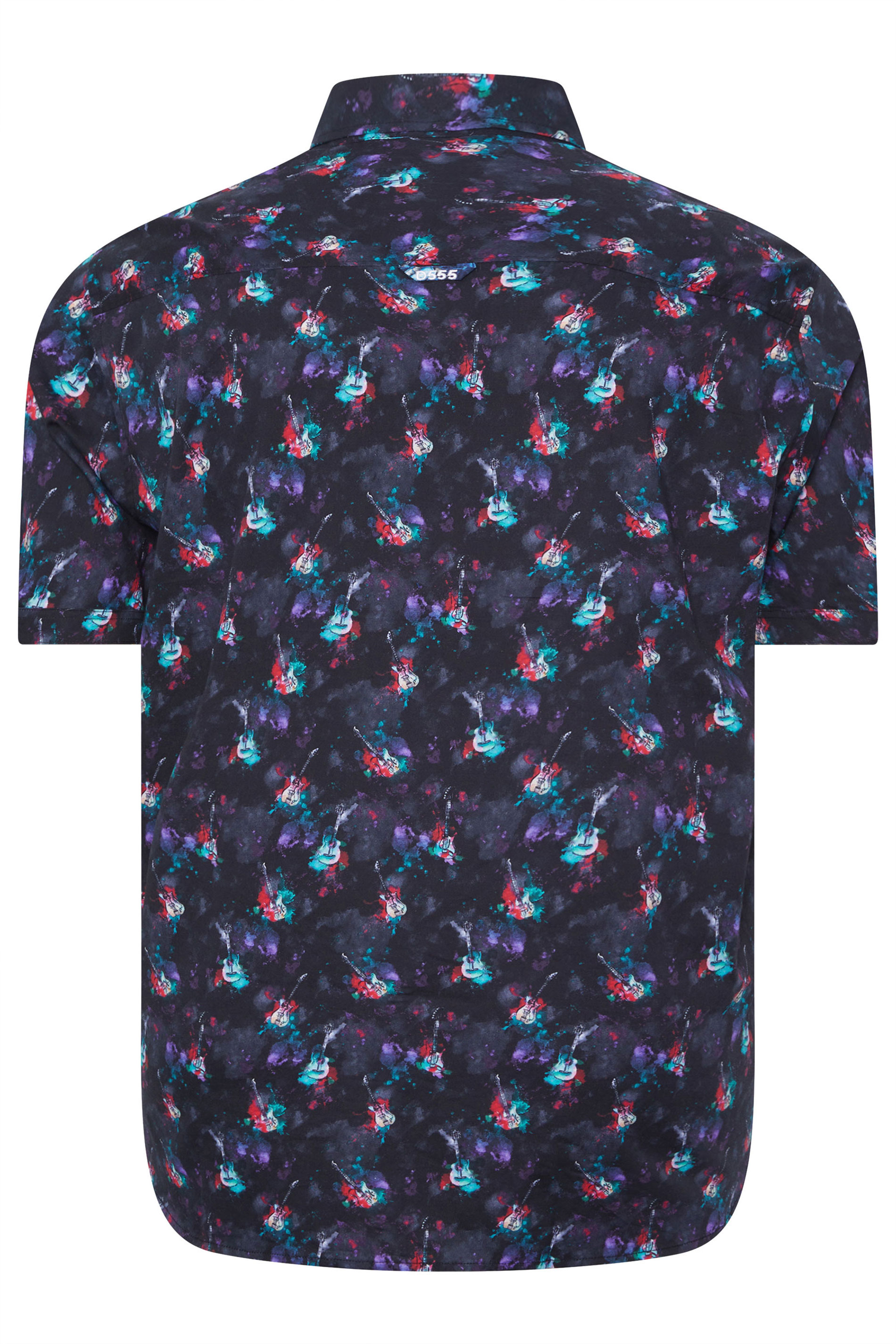 D555 Big & Tall Black Guitar Print Shirt | BadRhino 4