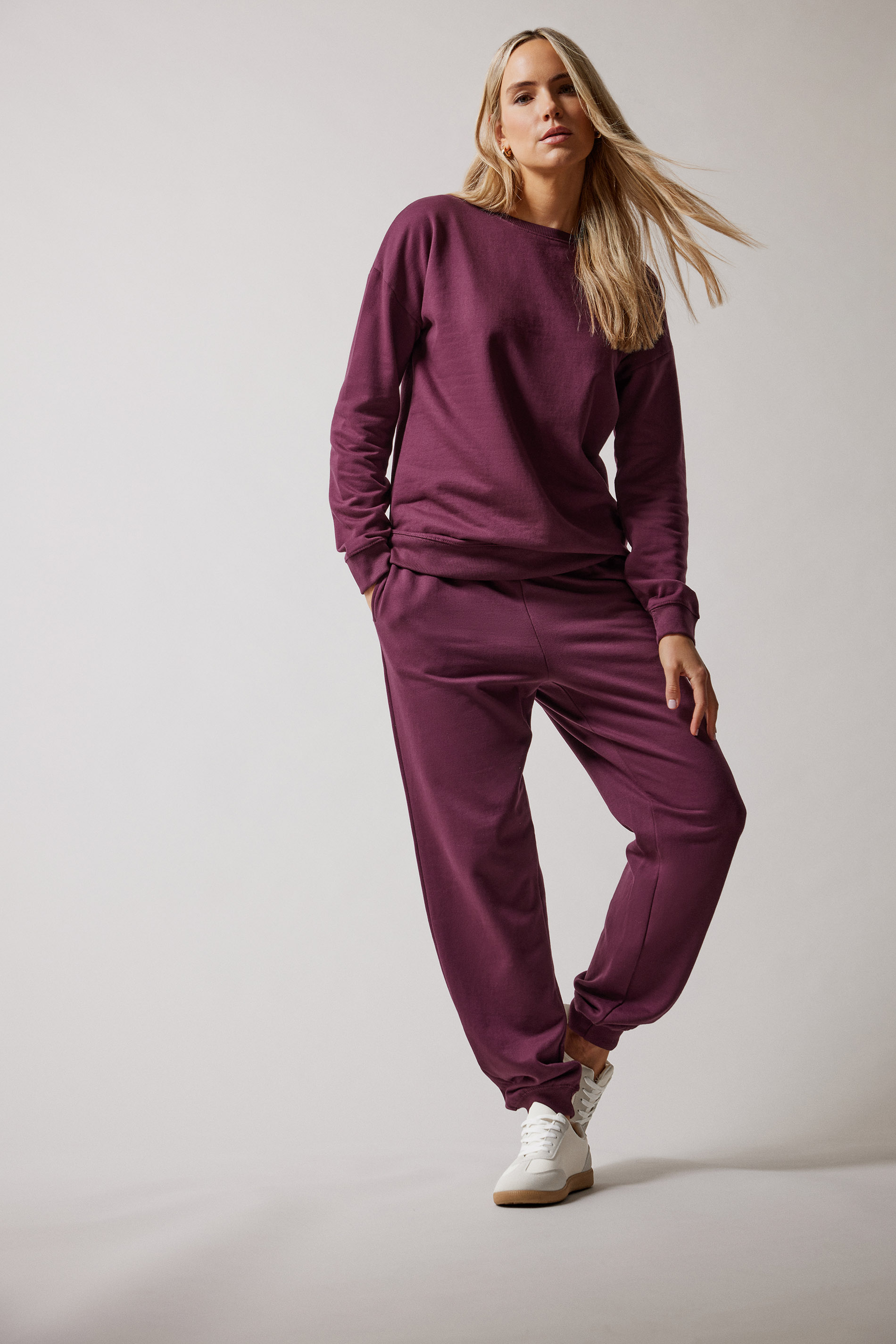 LTS Tall Burgundy Red Cuffed Joggers | Long Tall Sally 1