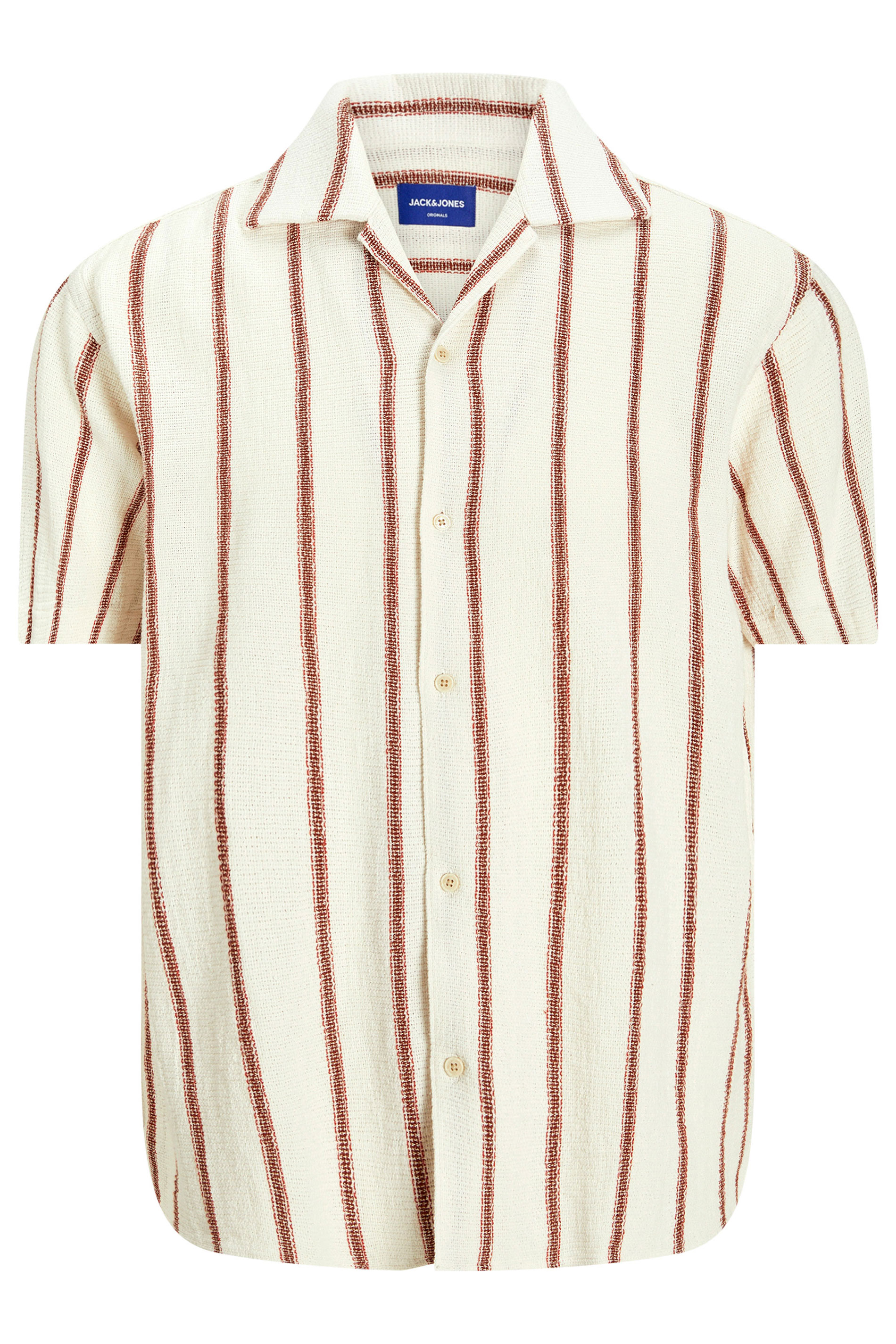 JACK & JONES Big & Tall Brown Stripe Print Resort Shirt | BadRhino 2