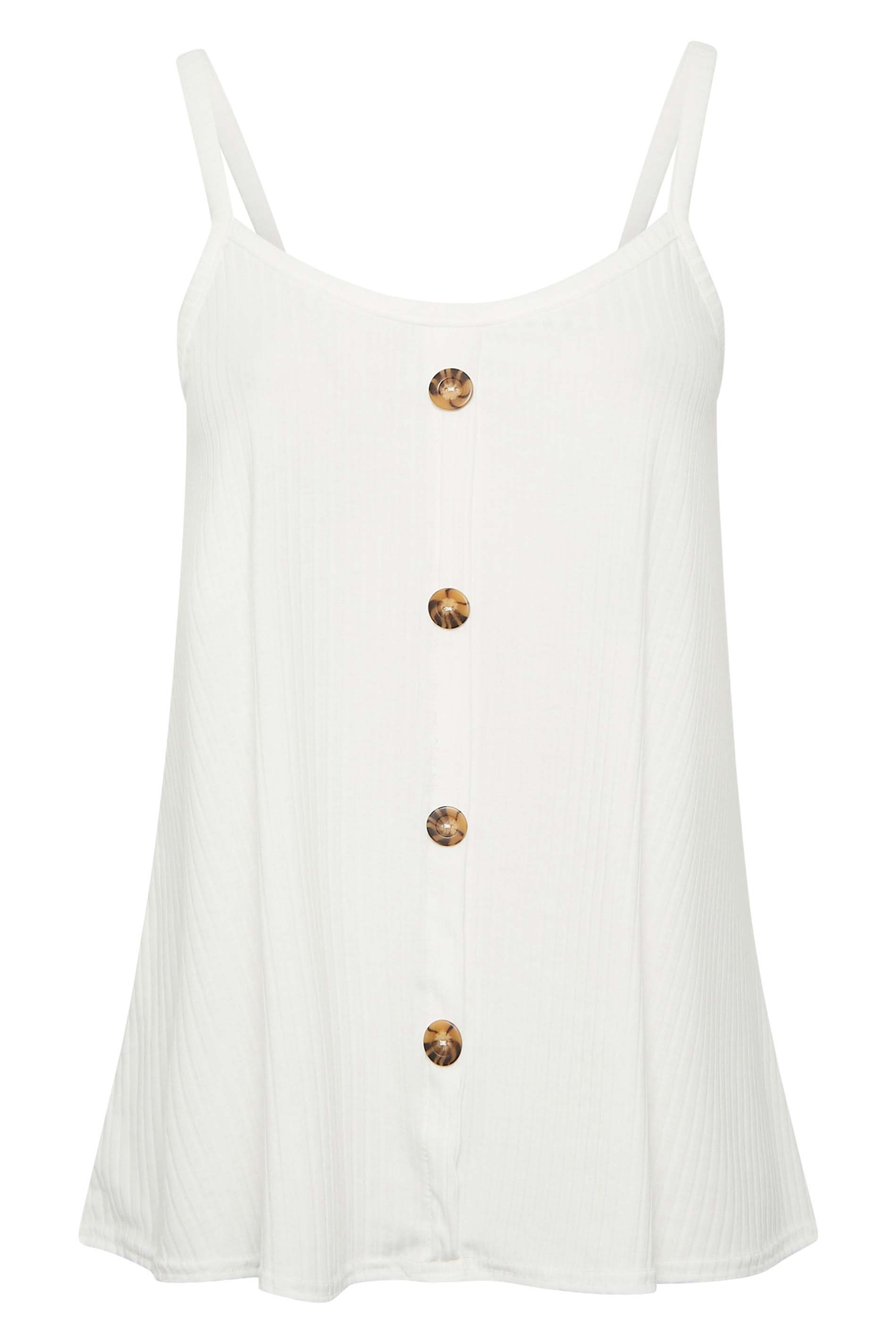 LTS Tall White Ribbed Button Cami Vest Top