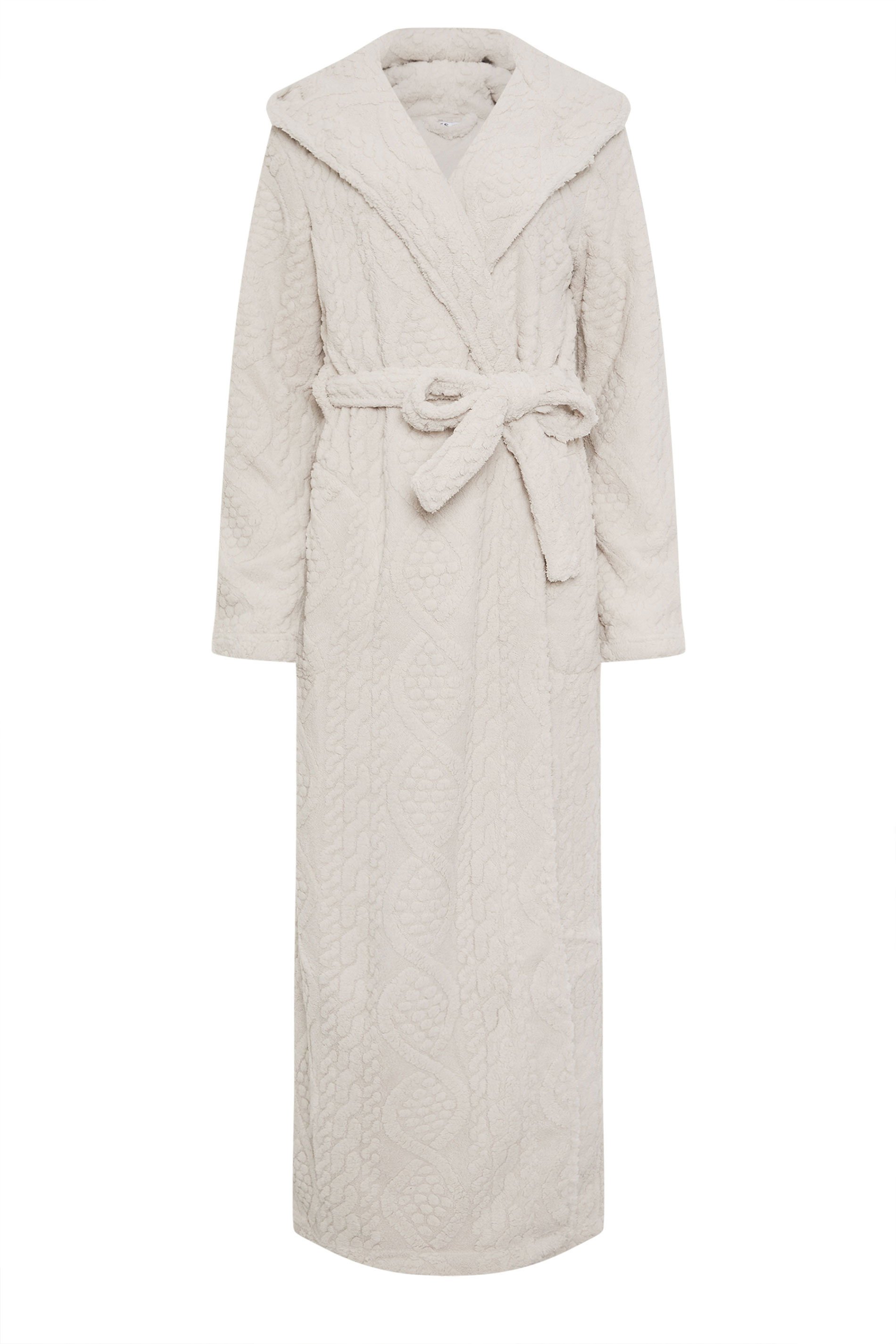 LTS Tall Natural Brown Cable Maxi Dressing Gown | Long Tall Sally  1