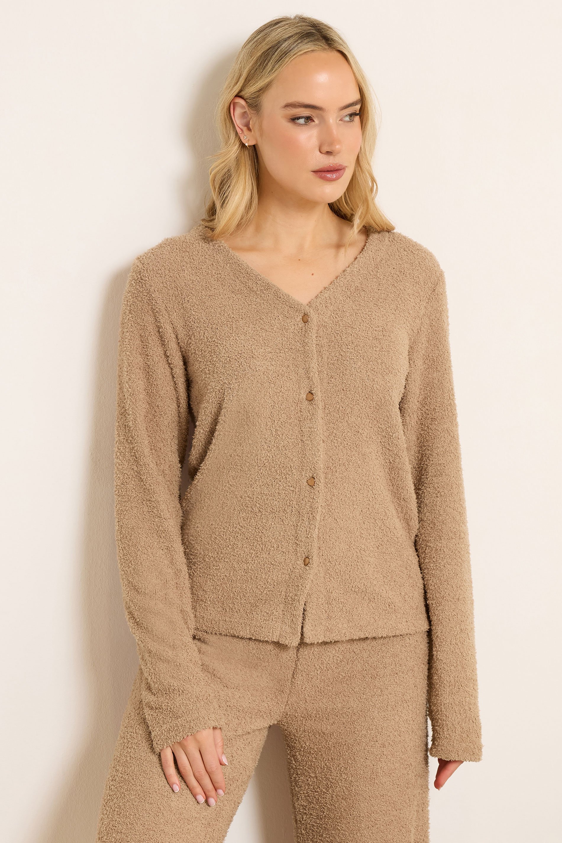LTS Tall Women's Camel Brown Chenille Cardigan | Long Tall Sally 1