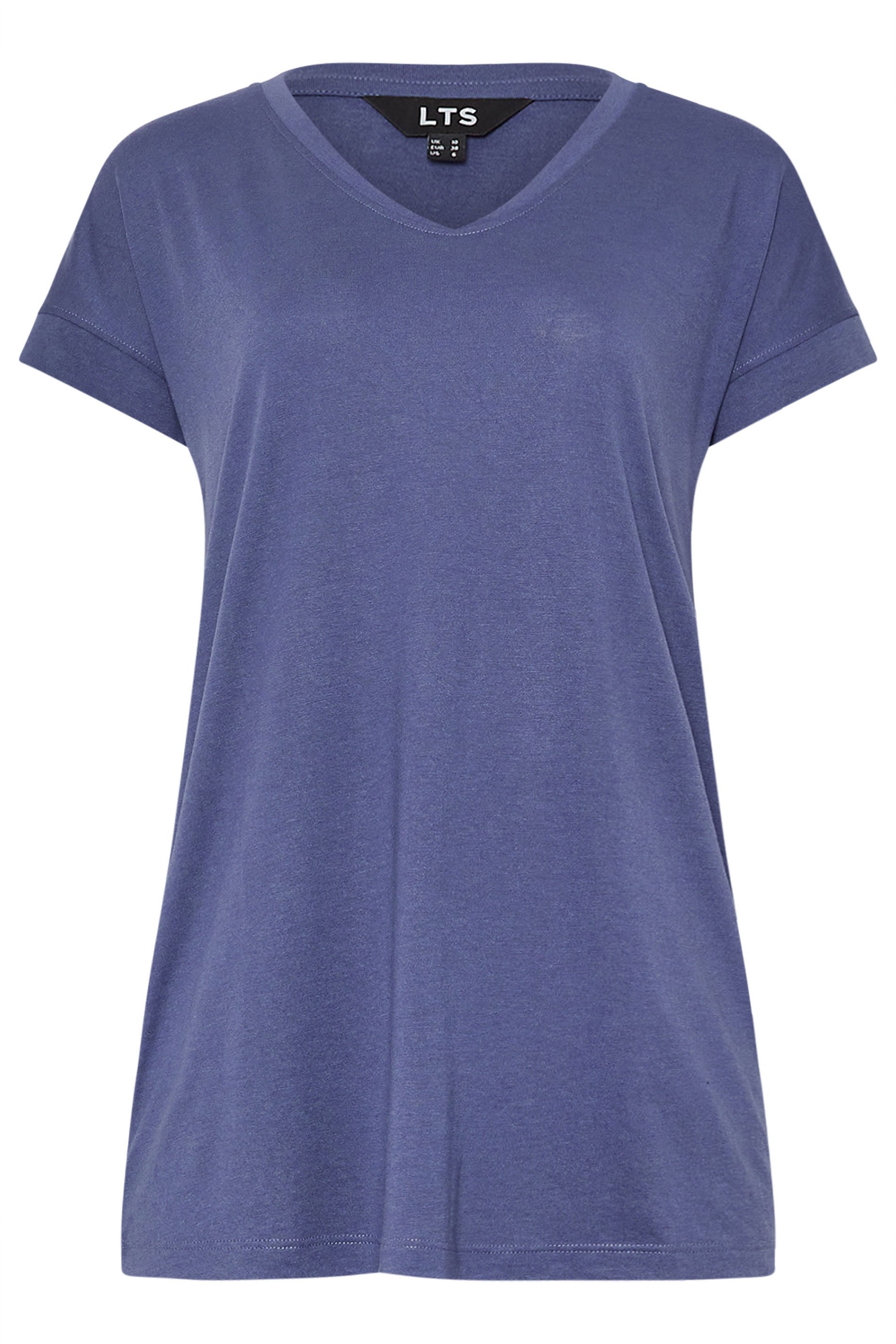 LTS PREMIUM Tall Navy Blue V-Neck Modal T-Shirts | Long Tall Sally 5