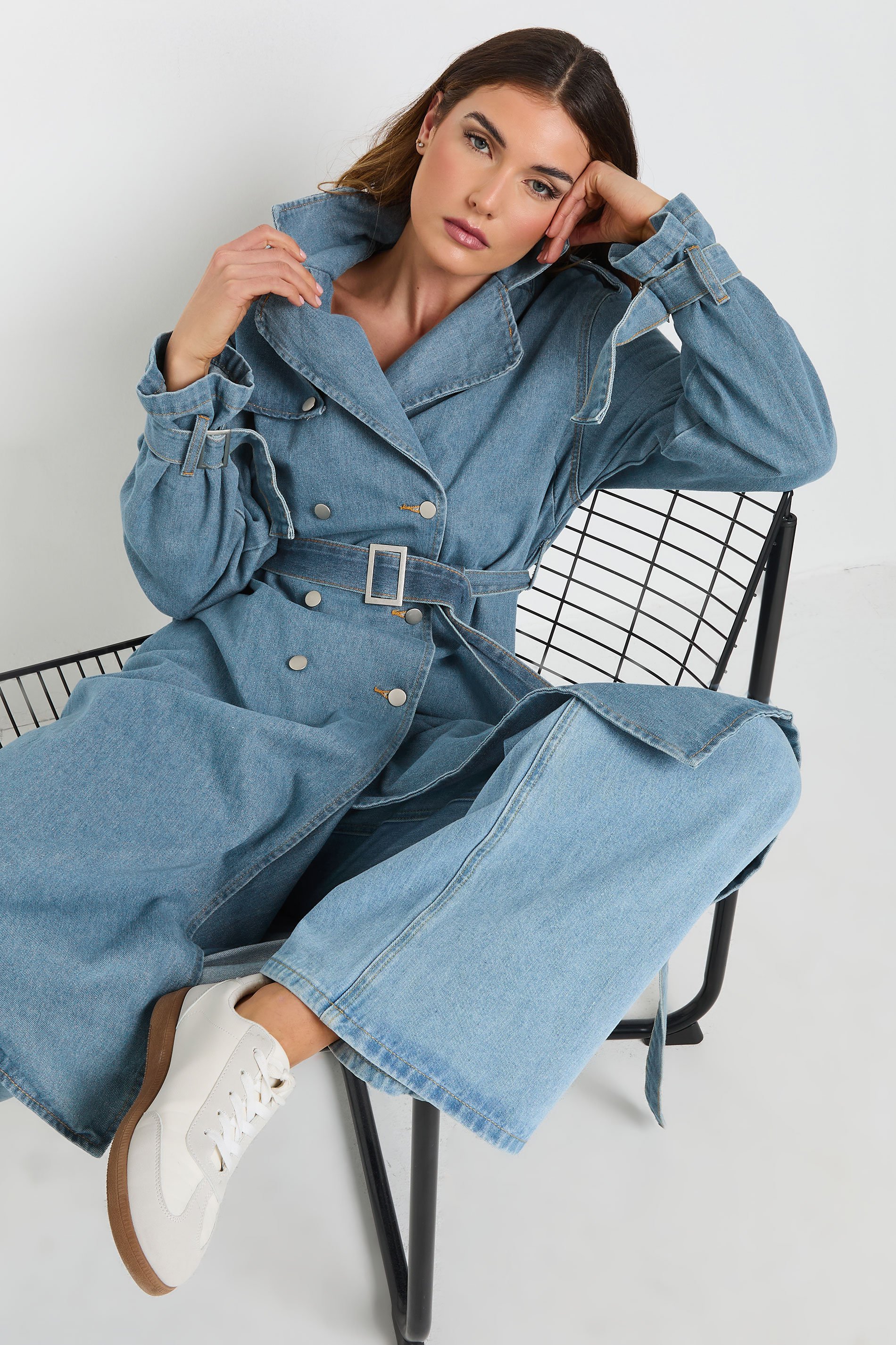 LTS Tall Light Blue Denim Trench Coat | Long Tall Sally 2