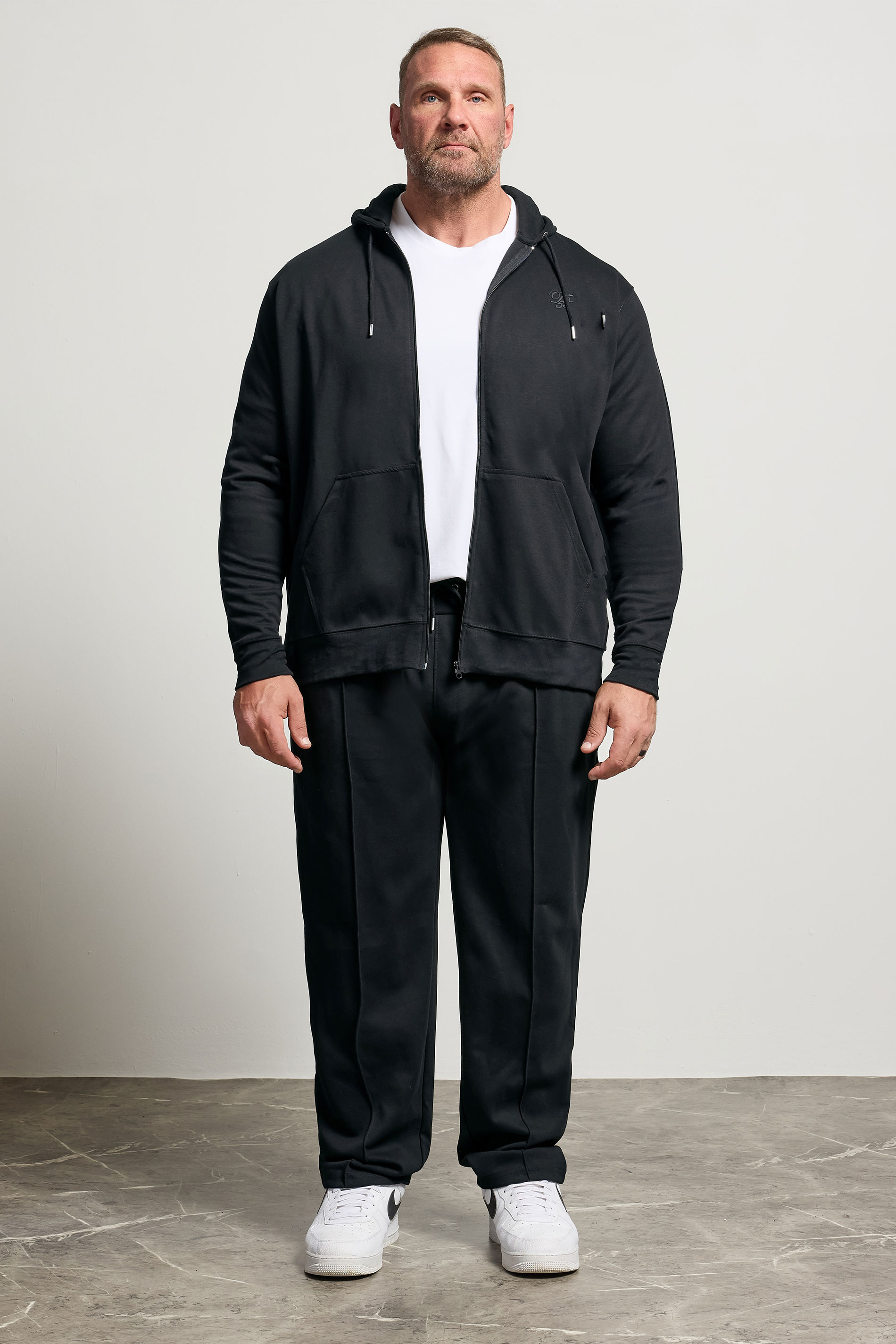 D555 Big & Tall Navy Blue Couture Zip Through Hoodie | BadRhino 2