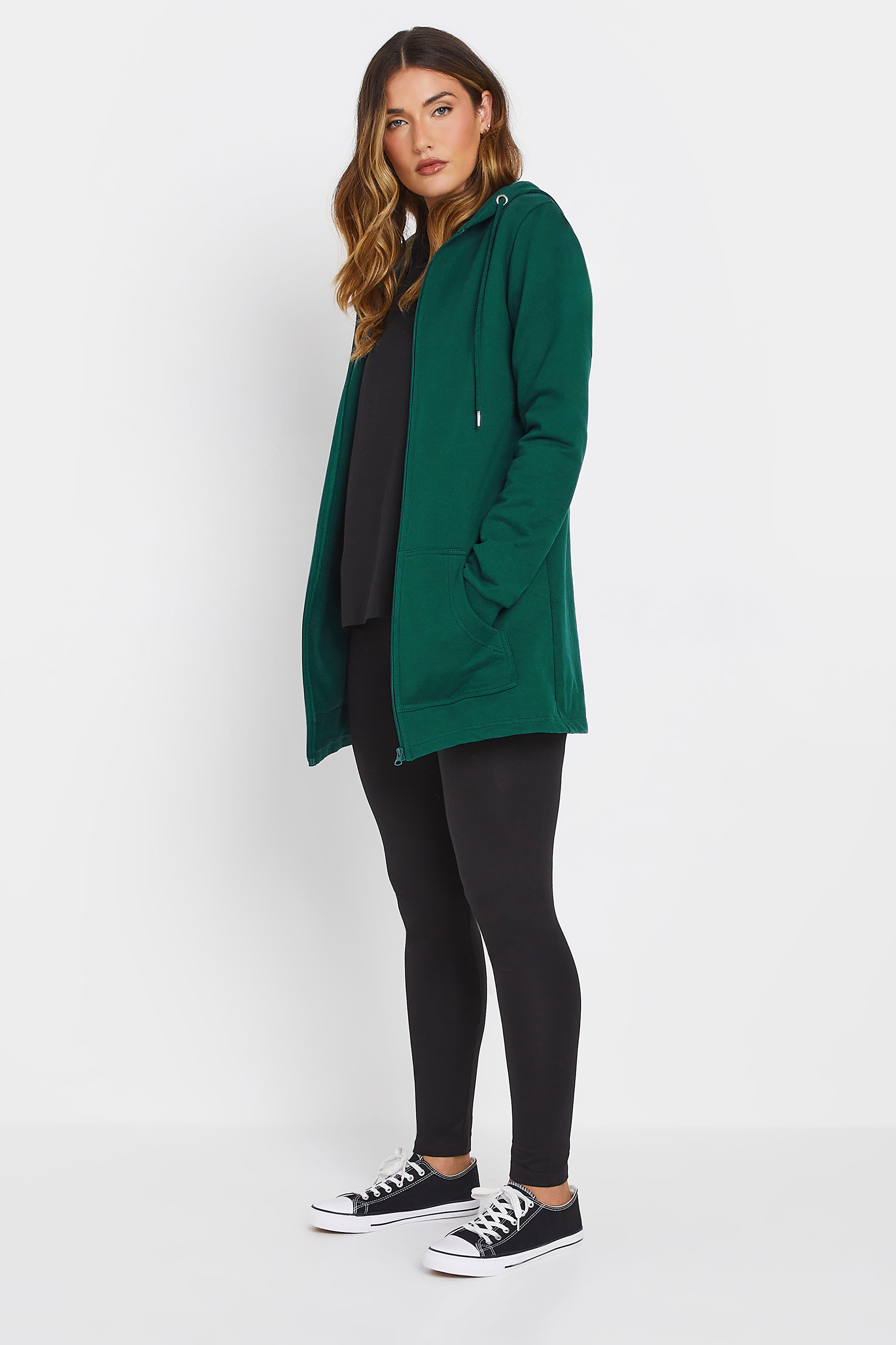 LTS Tall Dark Green Cotton Longline Hoodie | Long Tall Sally 2