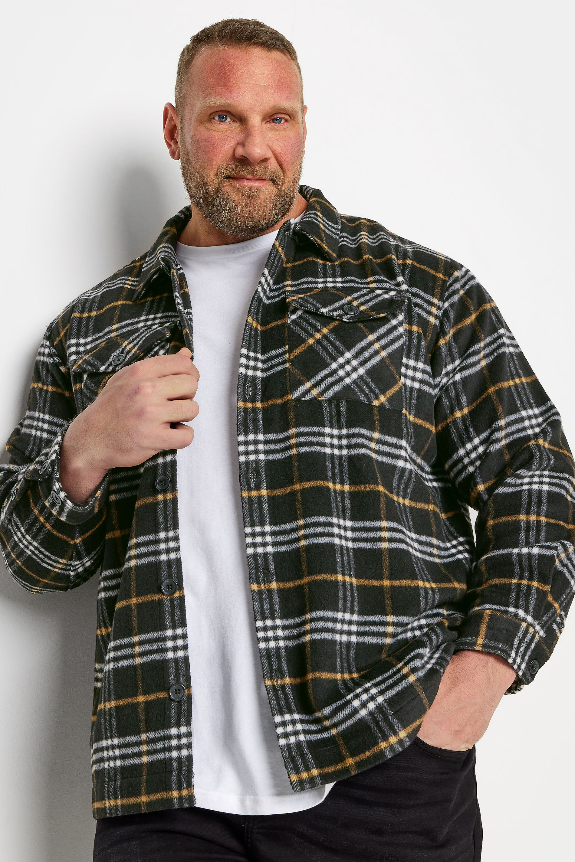 BadRhino Big & Tall Black Checked Shacket | BadRhino 1