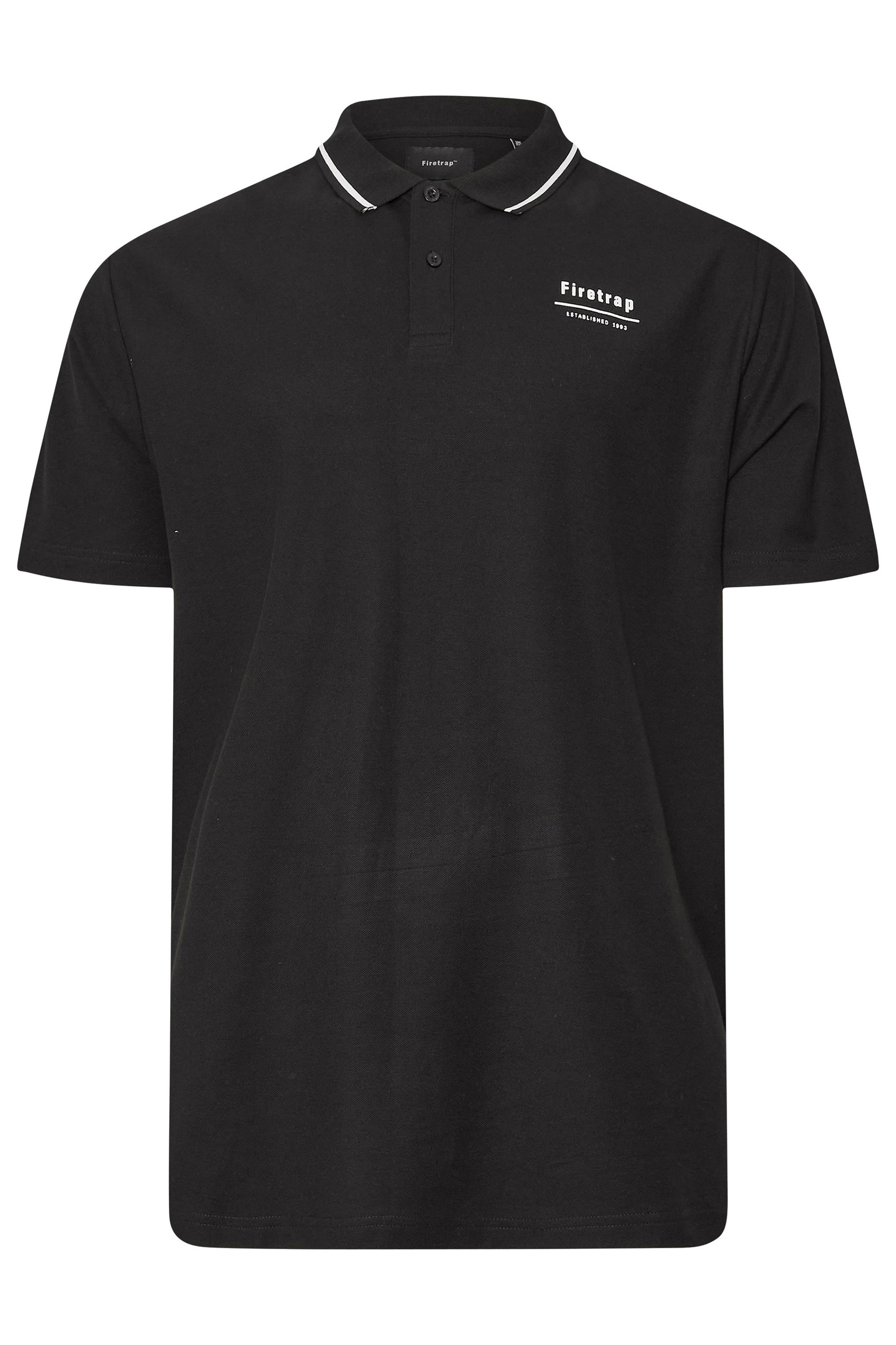 FIRETRAP Big & Tall Black Tape Detail Polo Shirt | BadRhino 3