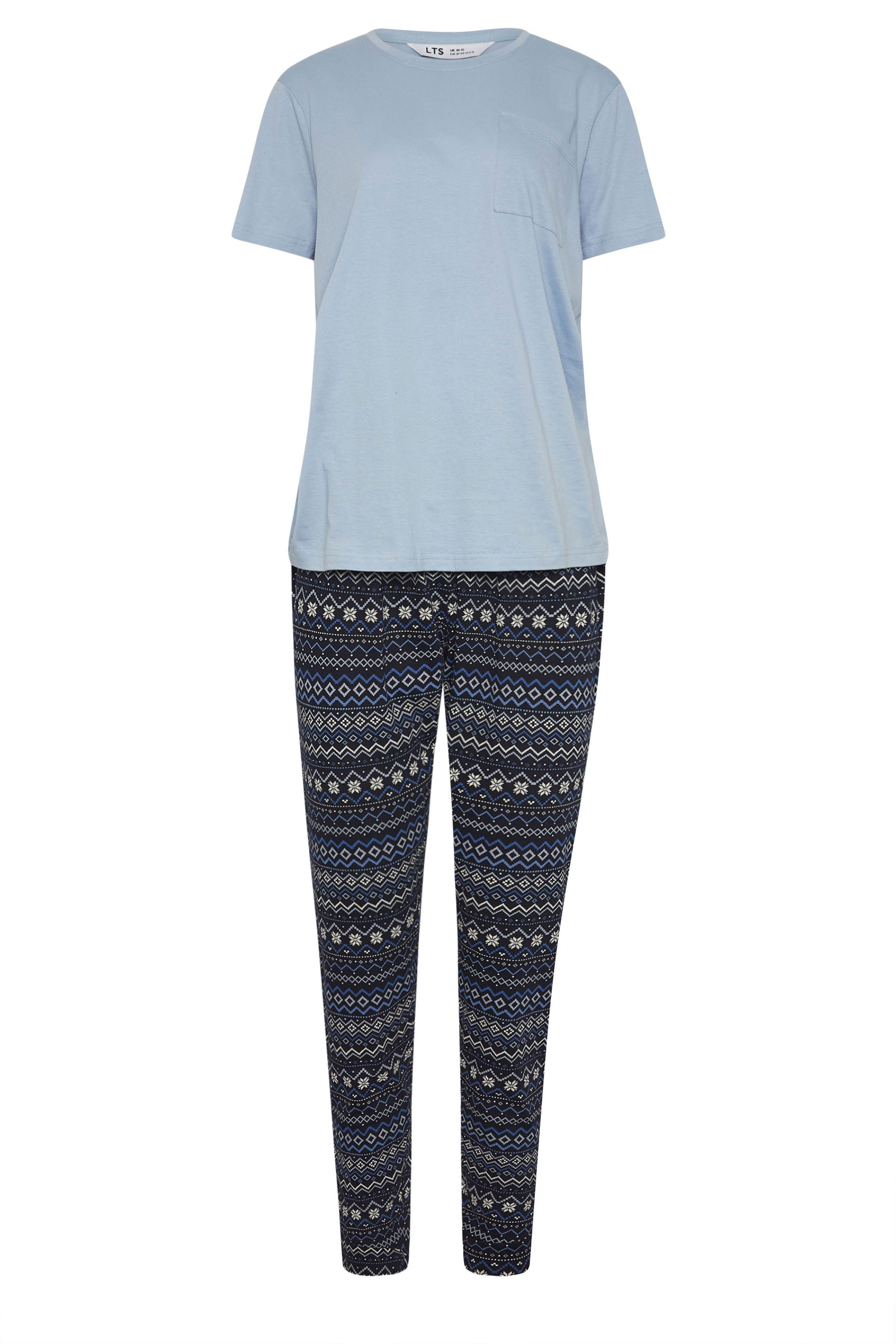 LTS Tall Navy Blue Fairisle Print Short Sleeve Pyjama Set | Long Tall Sally 5
