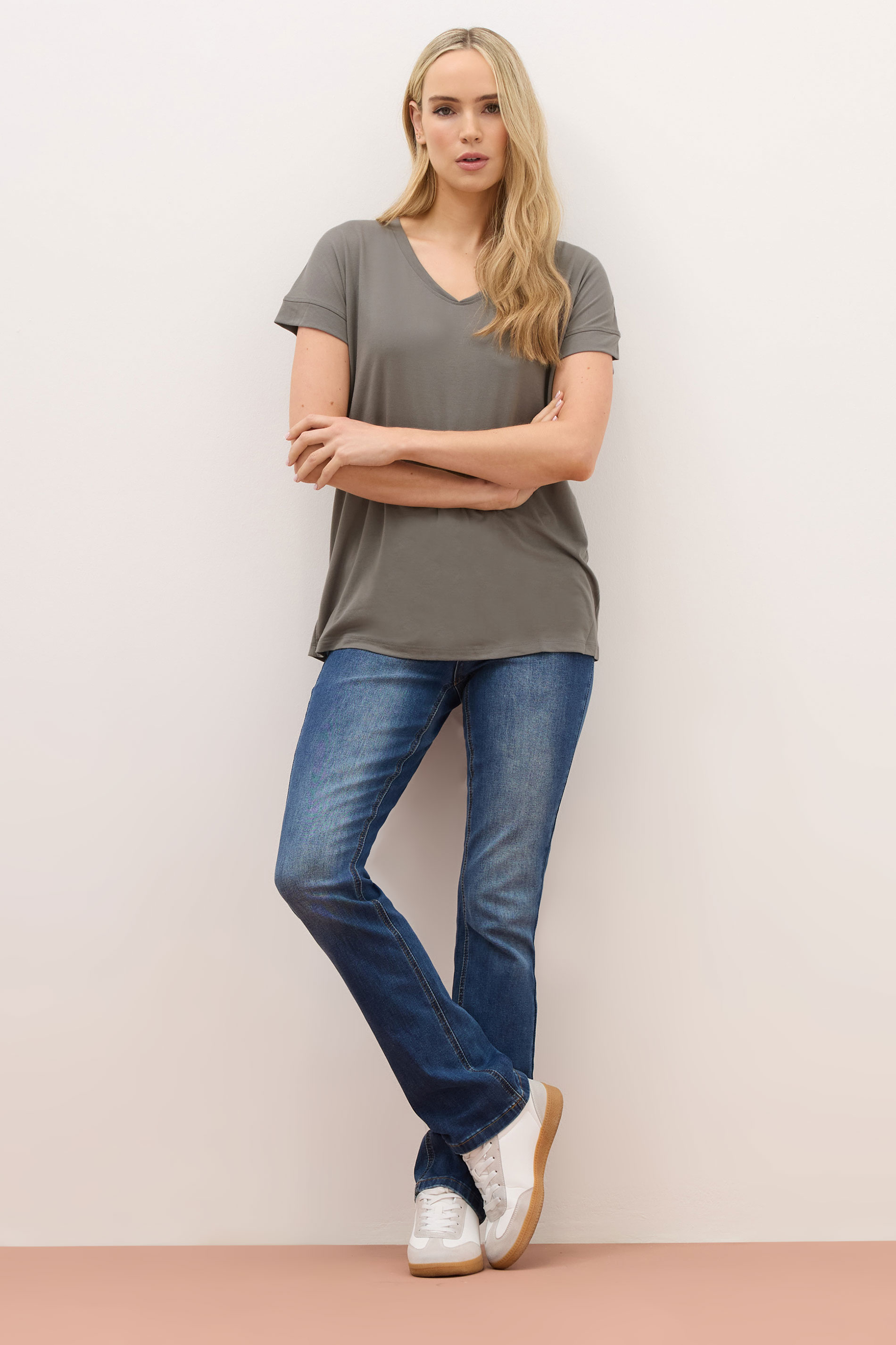 LTS PREMIUM Tall Grey V-Neck Modal T-Shirts | Long Tall Sally 2