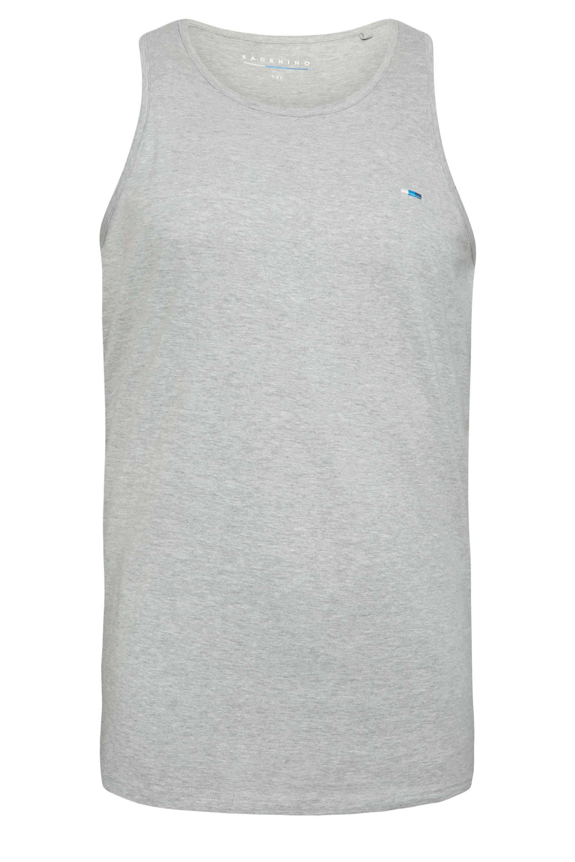 BadRhino Big & Tall Grey Marl Extra Long Plain Vest Top | BadRhino 5