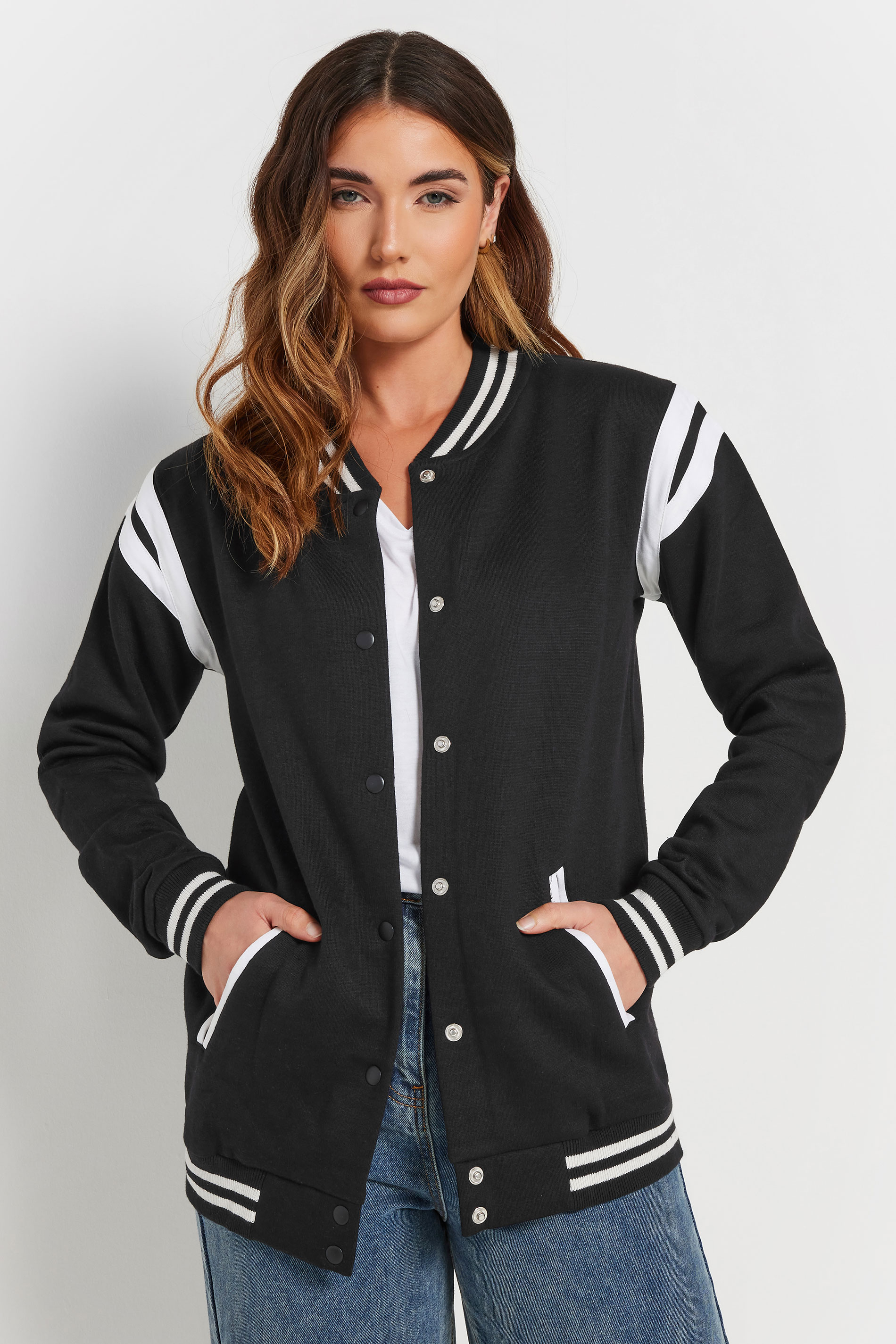 LTS Tall Black Varsity Bomber Jacket | Long Tall Sally 2