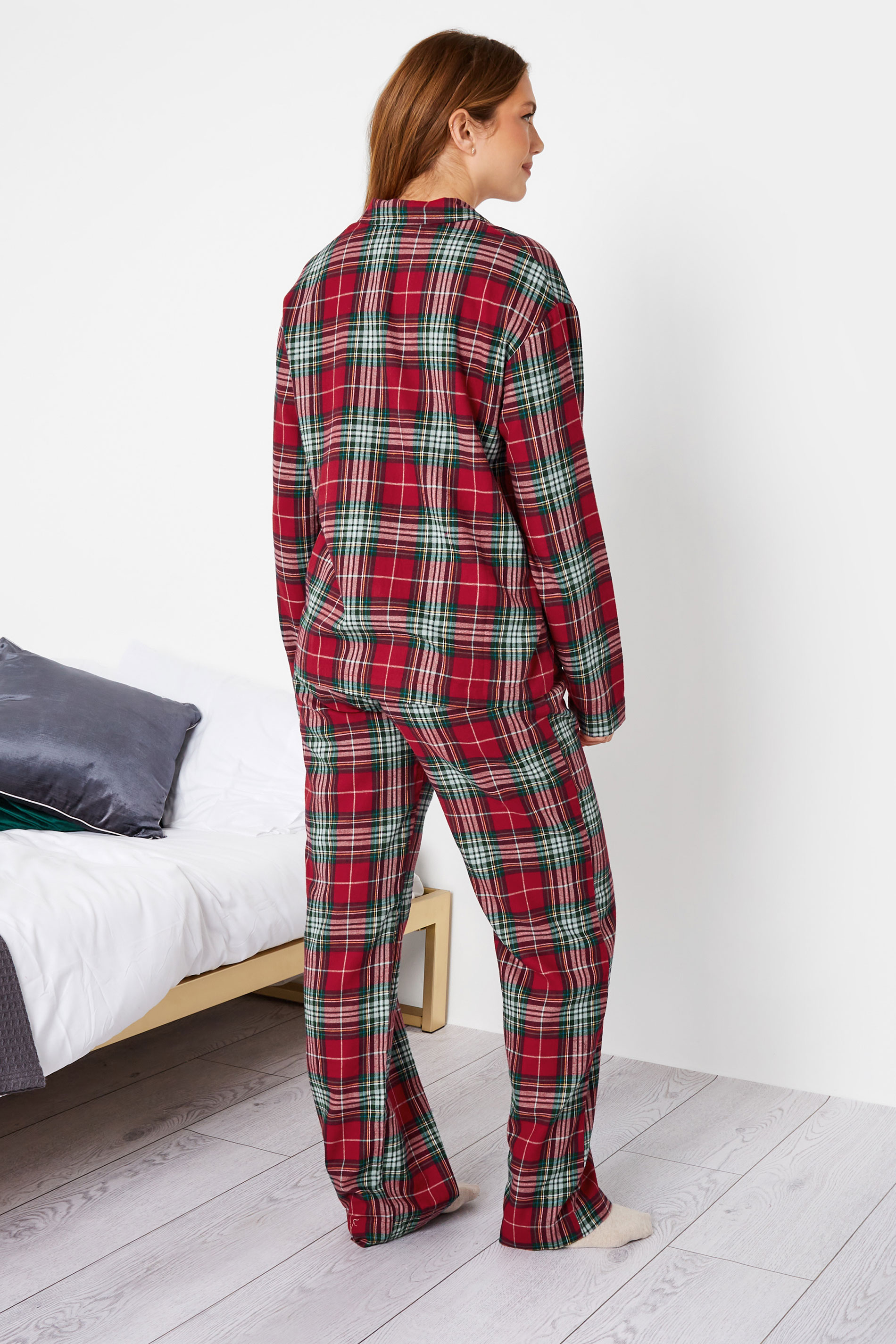 LTS Tall Women's Red Woven Check Pyjama Set | Long Tall Sally 3