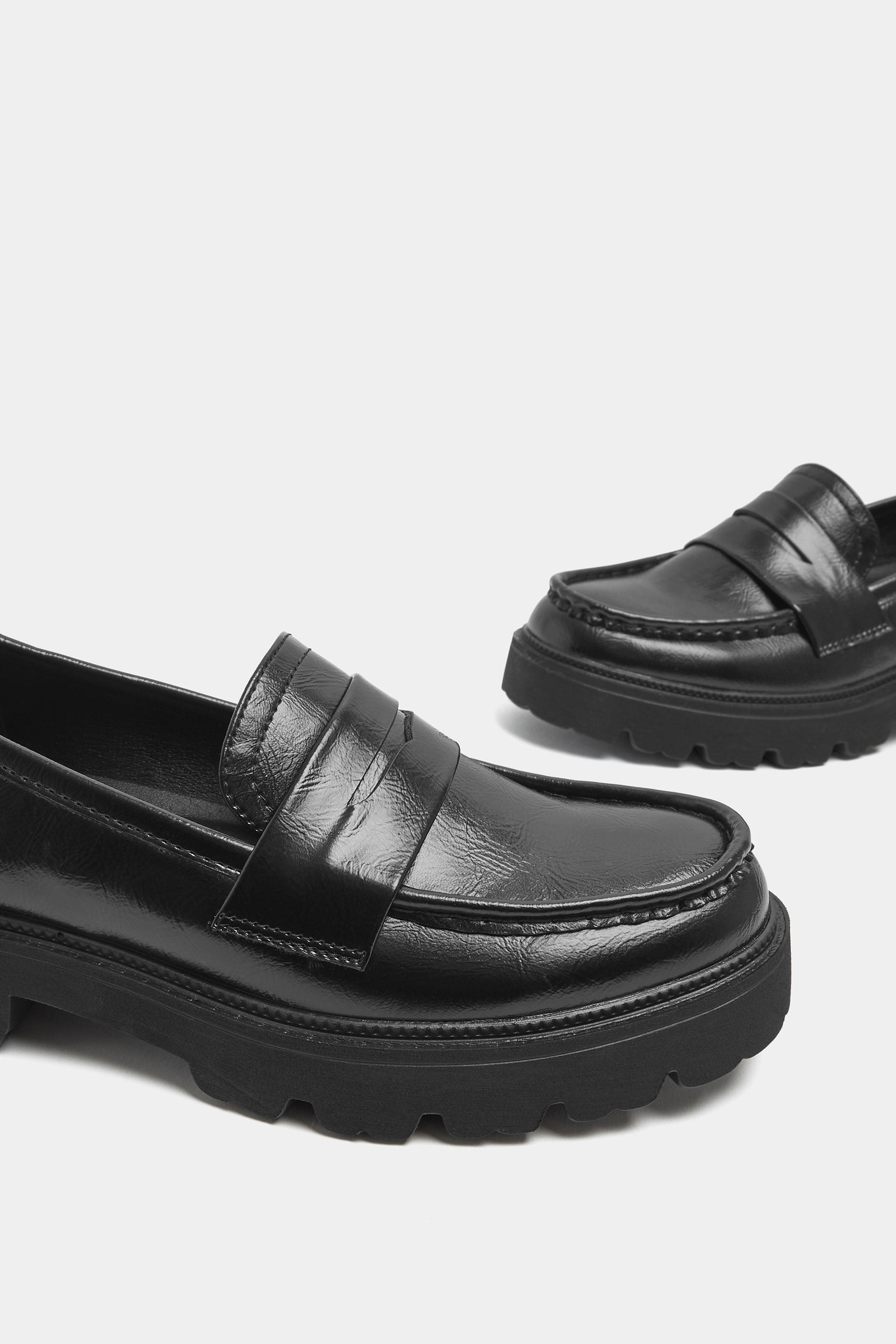 Black Platform Loafers In Wide E Fit | Yours Clothing 4