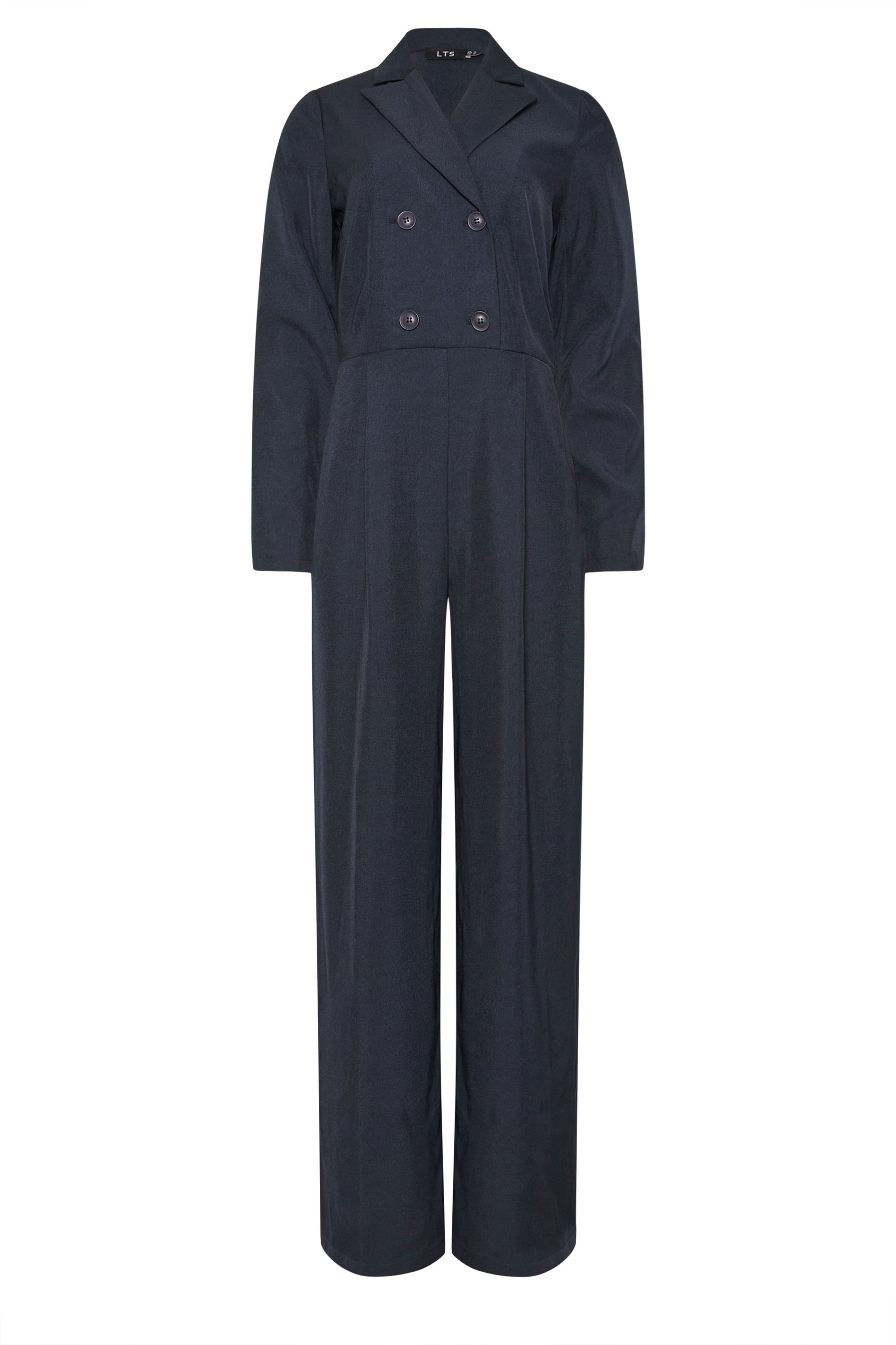 LTS Tall Navy Blue Open Collar Wide Leg Jumpsuit | Long Tall Sally 1