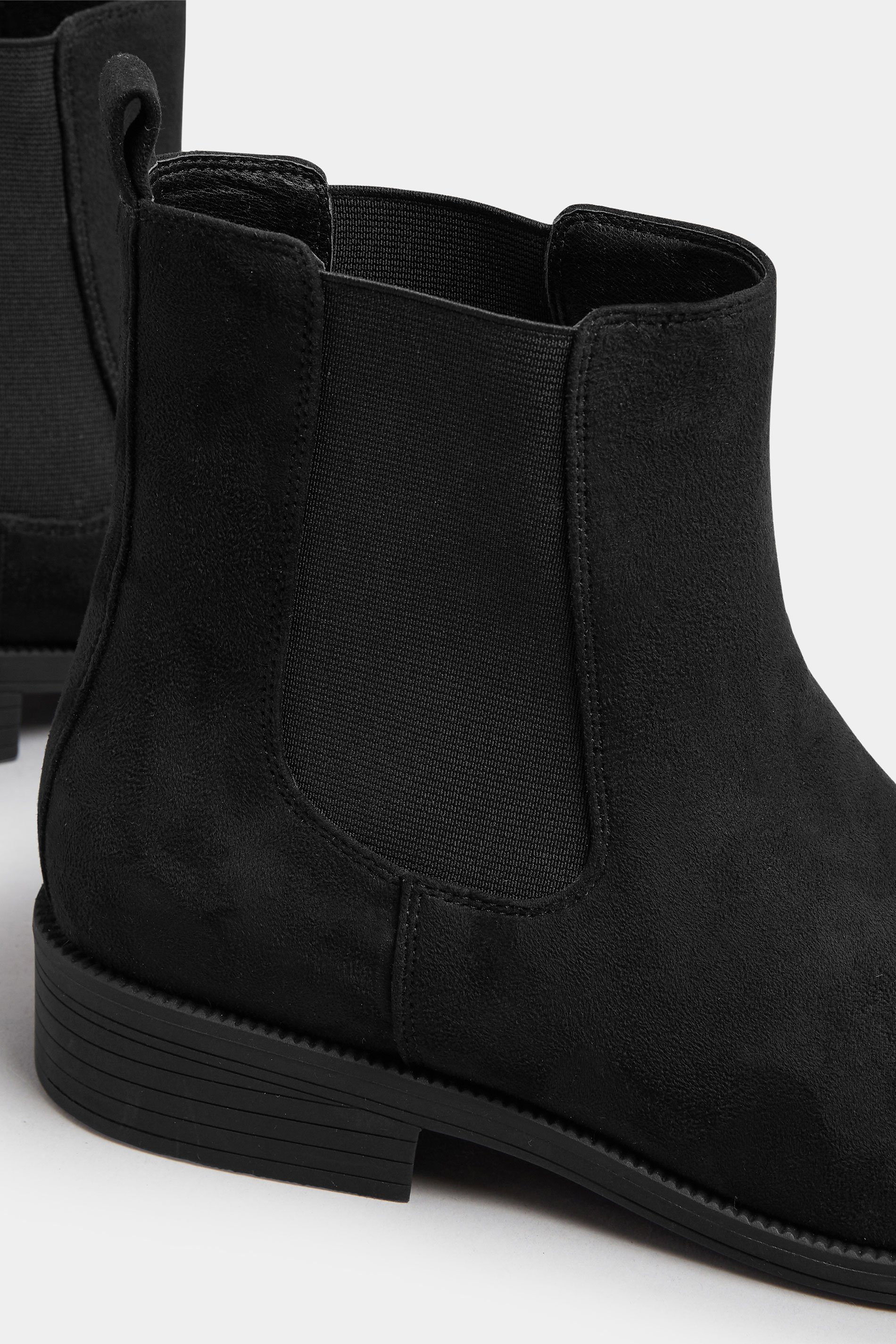 LTS Black Faux Suede Chelsea Ankle Boots In Standard Fit | Long Tall Sally 7