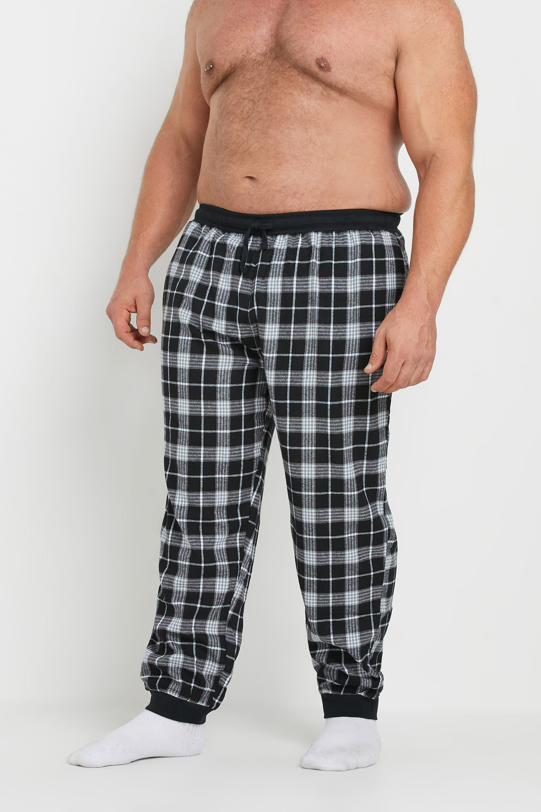 BadRhino Big & Tall Grey Check Print Pyjama Trousers | BadRhino 2