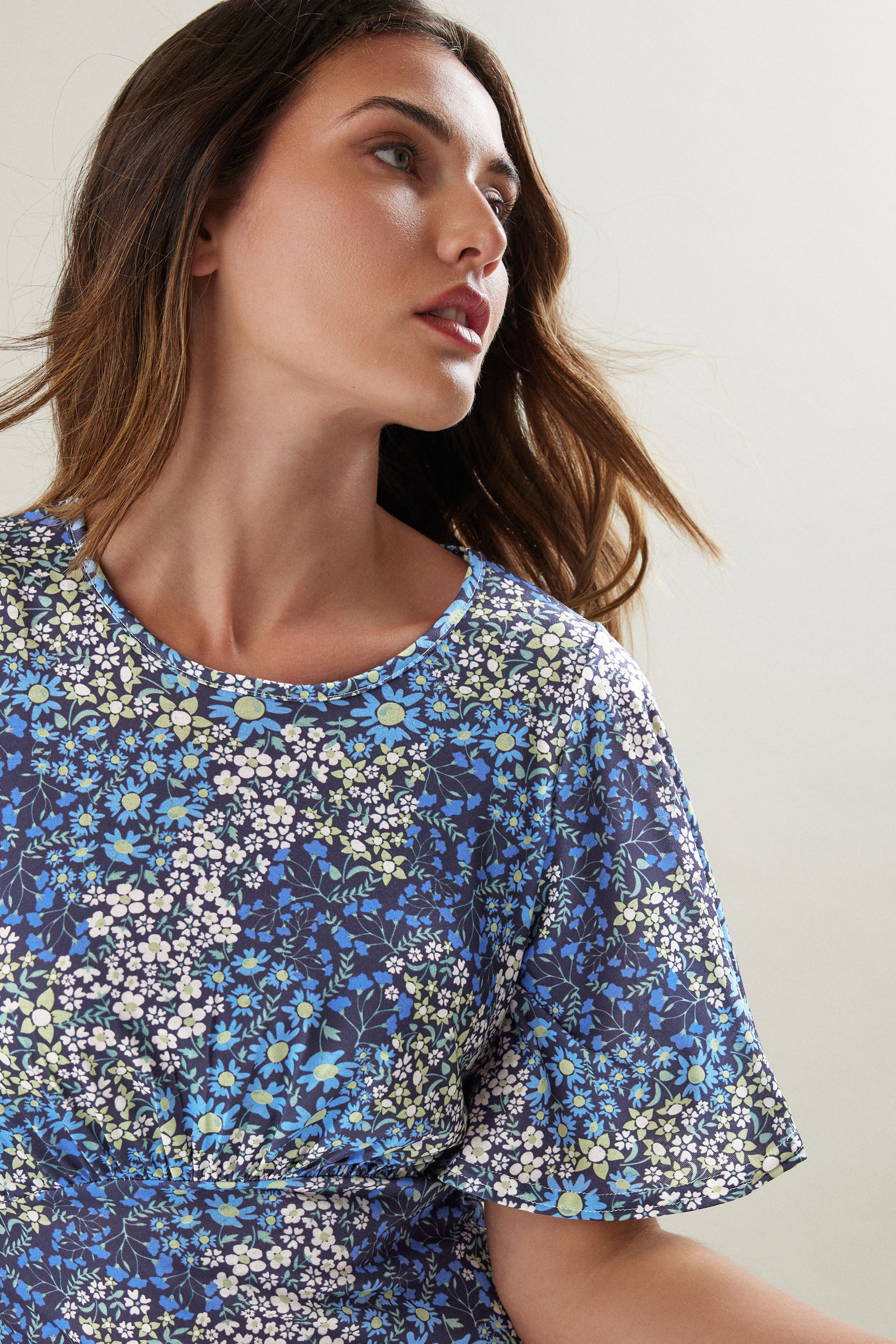 LTS Tall Blue Ditsy Floral Flutter Sleeve Tea Dress | Long Tall Sally 4