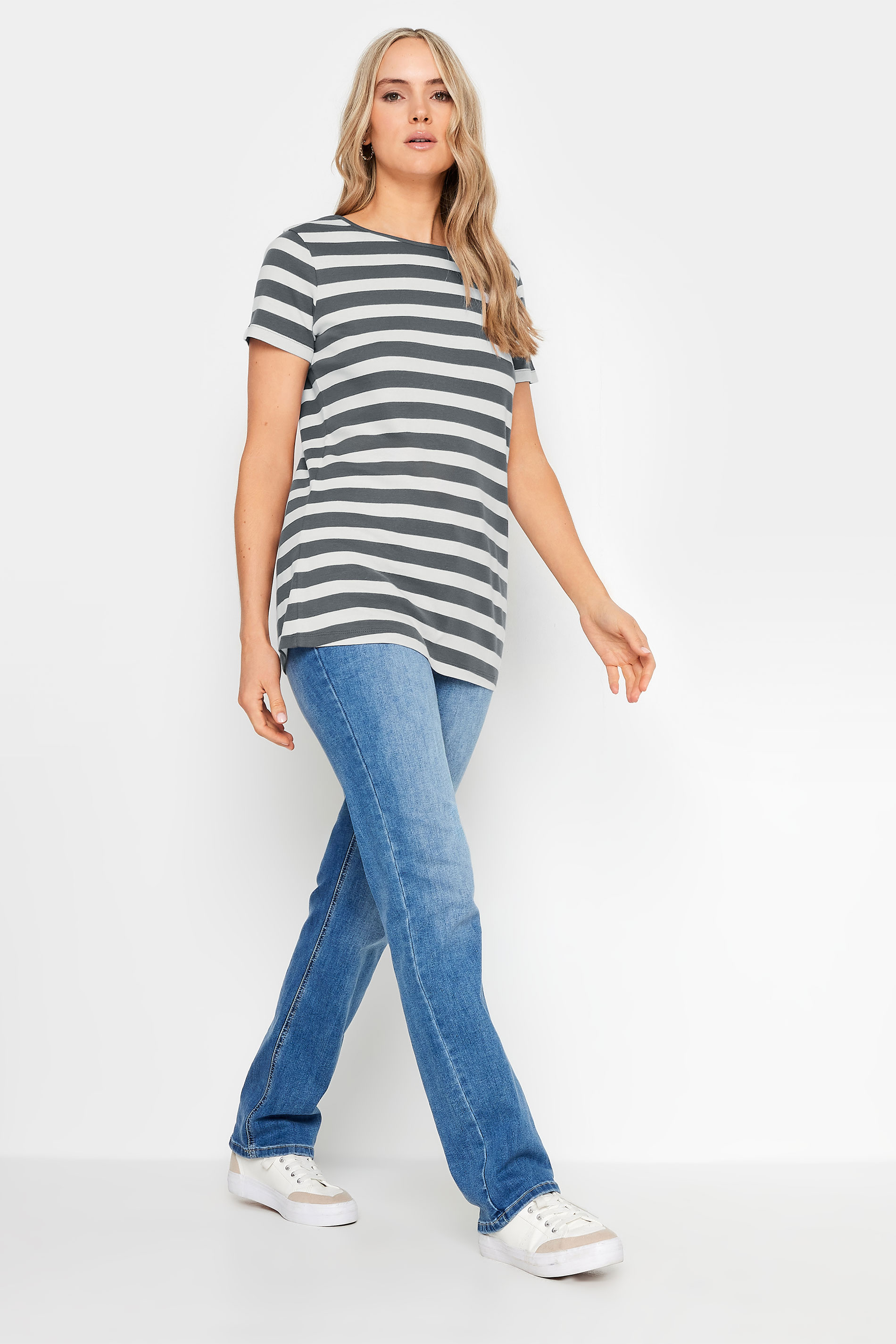 LTS Tall Charcoal Grey Striped Top | Long Tall Sally 2
