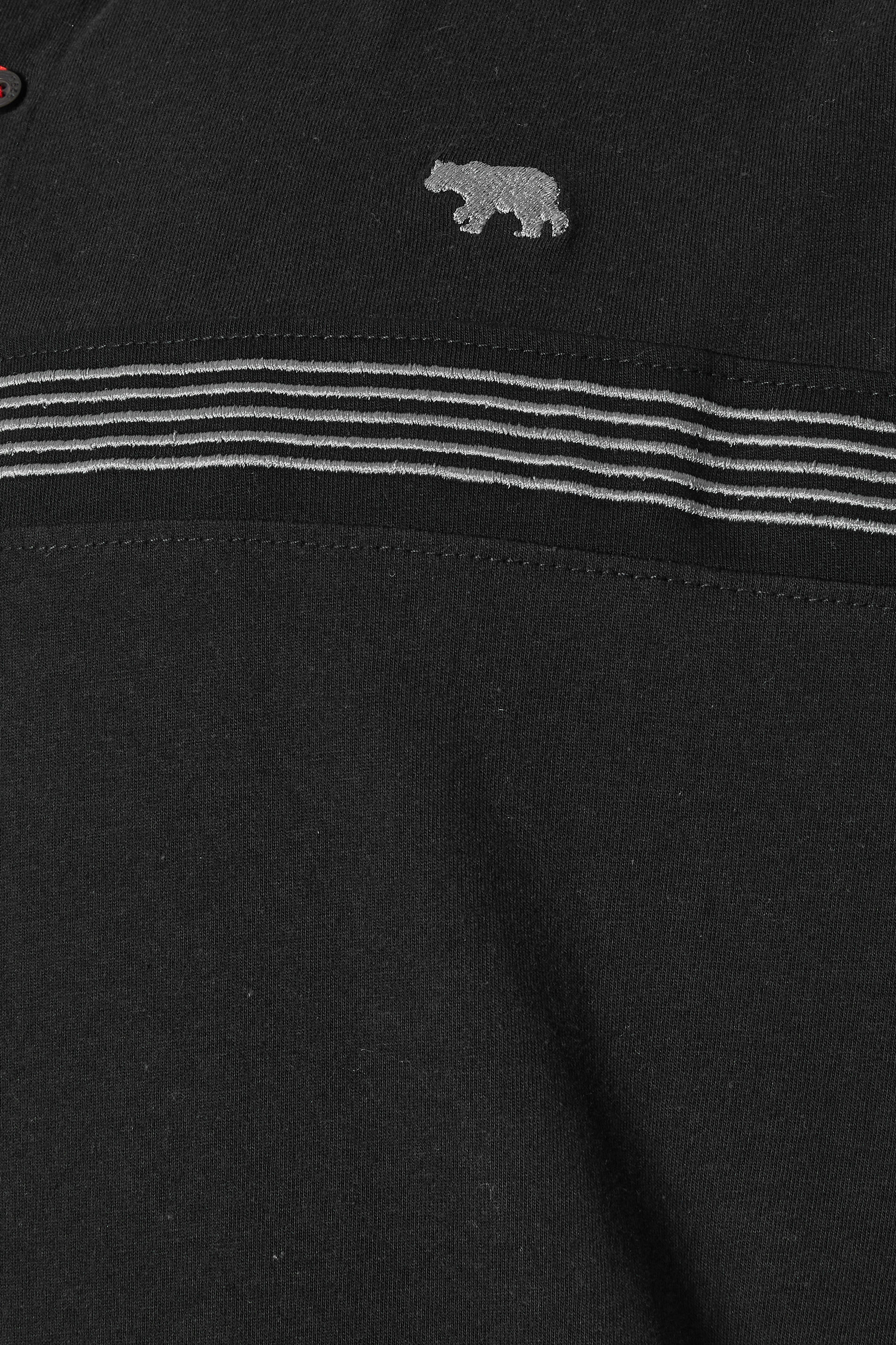 D555 Big & Tall Black Embroidered Stripe Polo Shirt | BadRhino 2