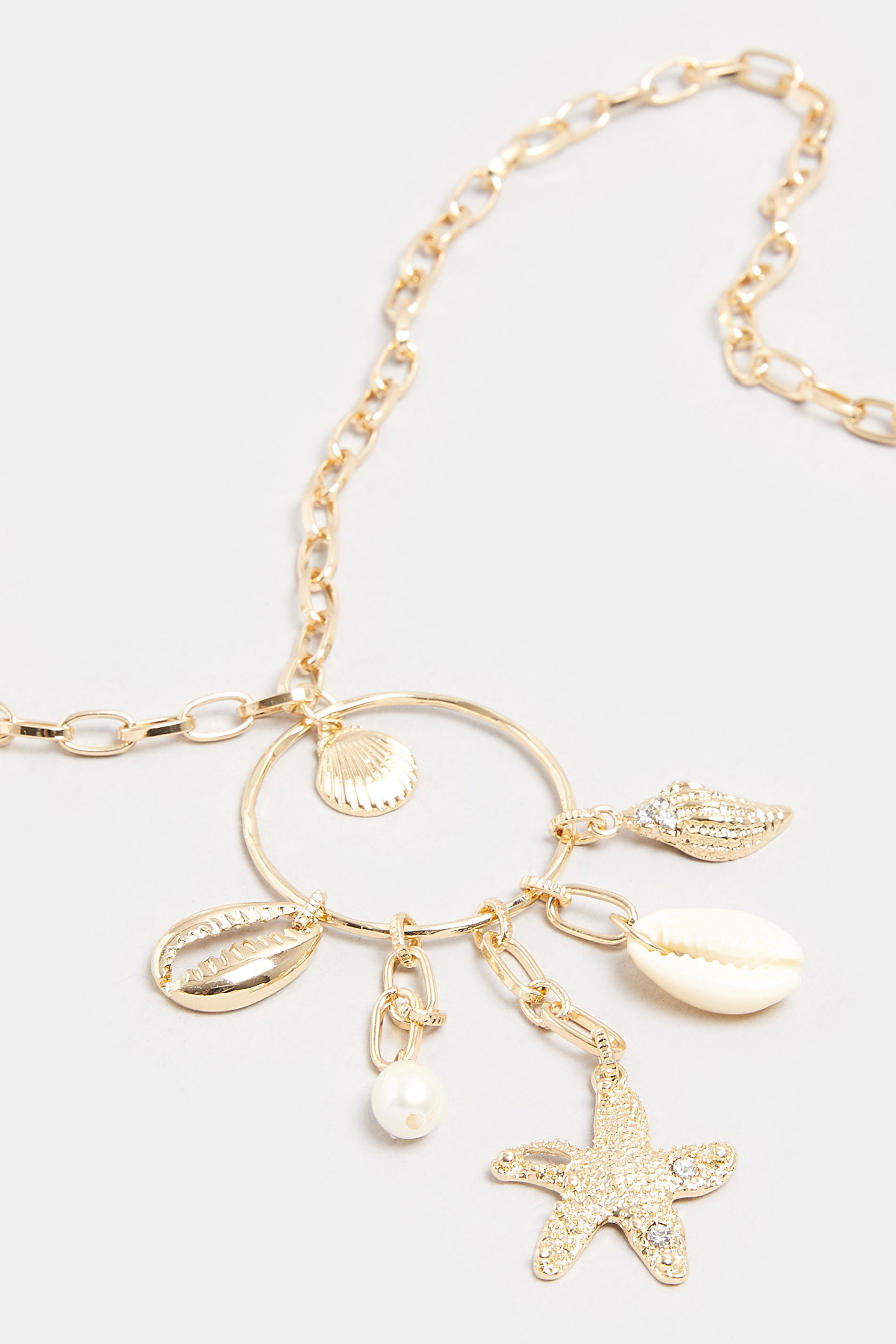 Gold Tone Shell & Starfish Pendant Long Necklace | Yours Clothing 3