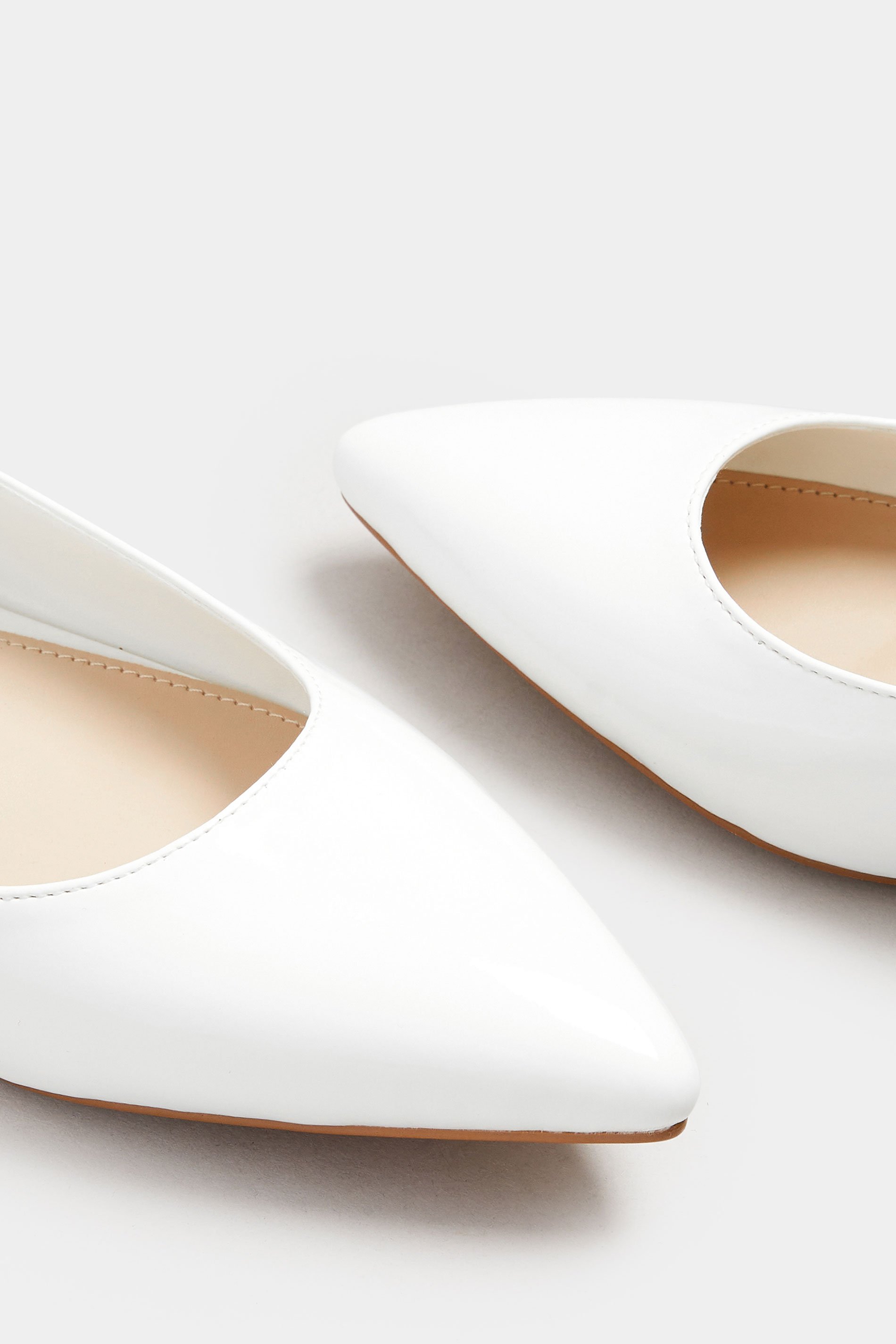 LTS White Patent Slingback Flat Shoes In Standard Fit | Long Tall Sally 5