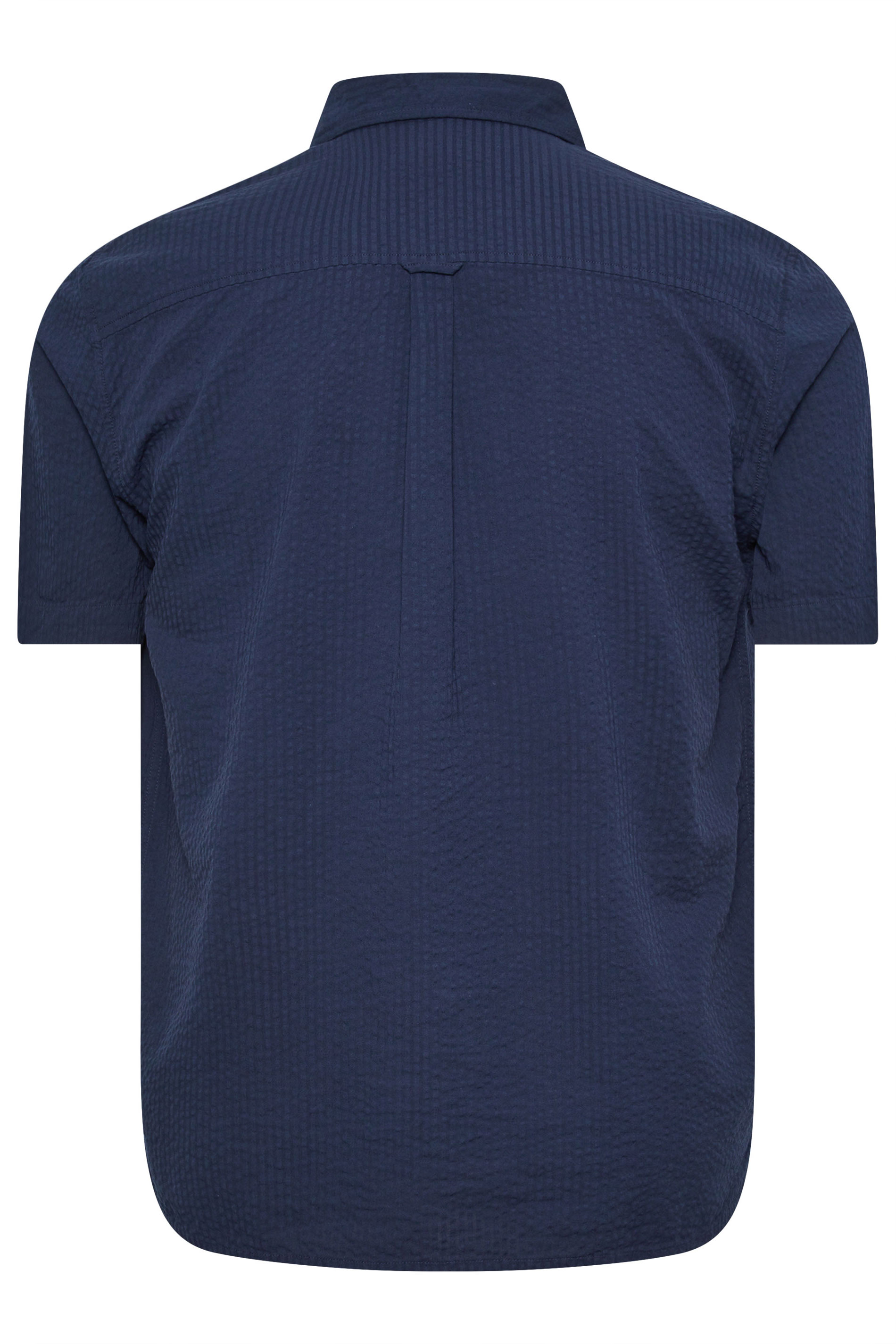 BadRhino Big & Tall Navy Blue Seersucker Short Sleeve Shirt | BadRhino 4