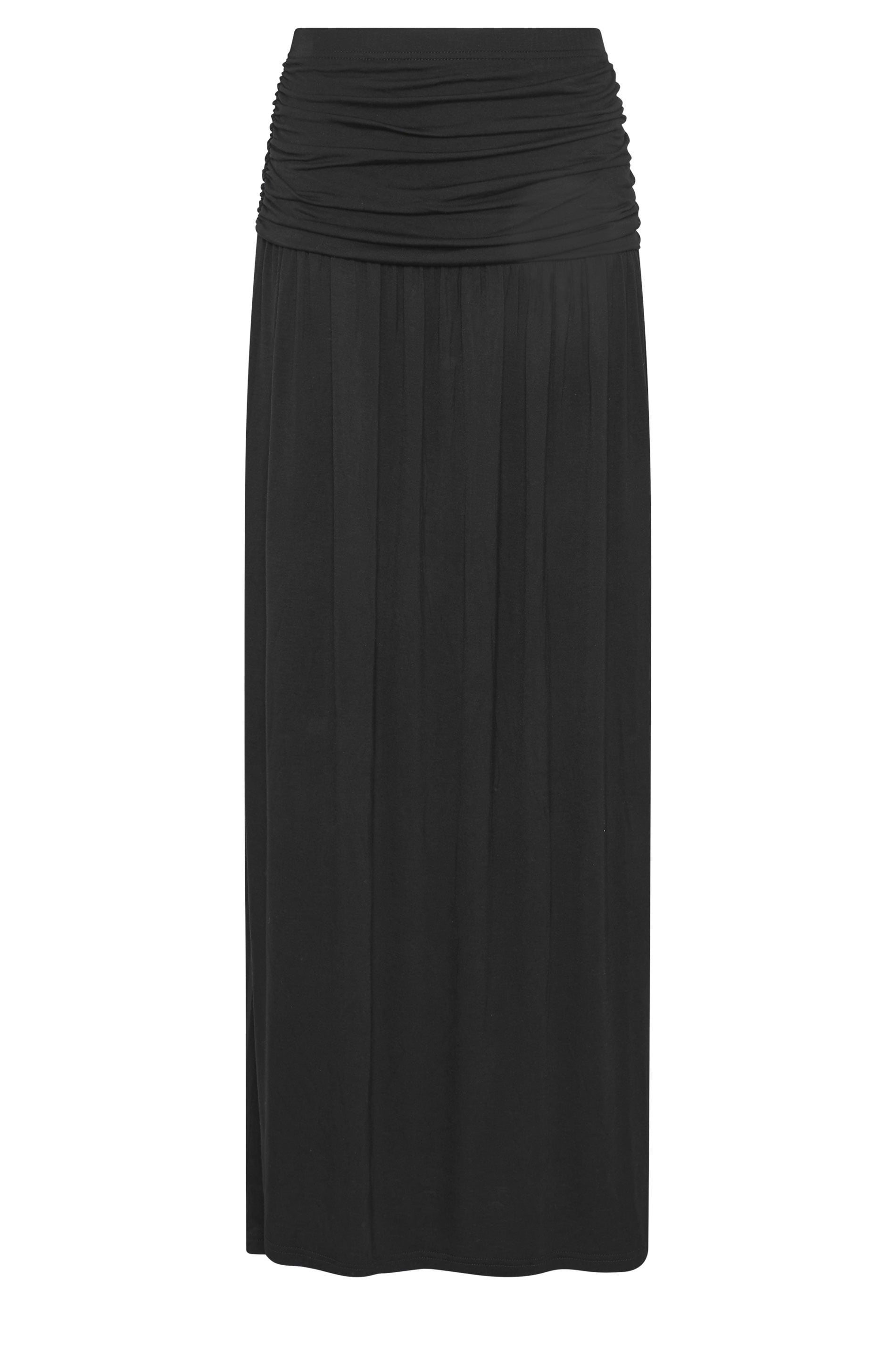 LTS Tall Women's Black Ruched Waist Maxi Skirt | Long Tall Sally 1