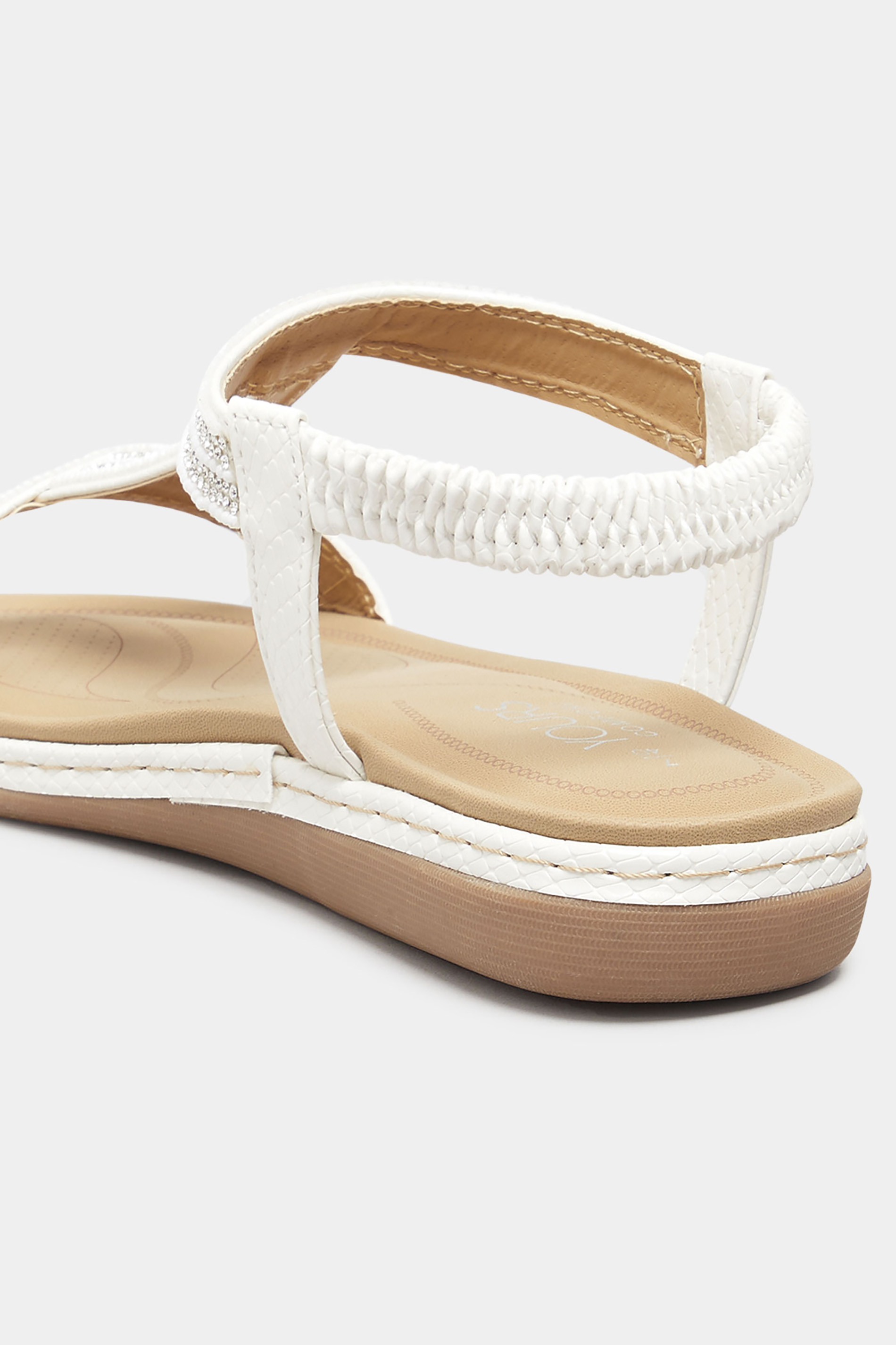 Plus Size White Diamante Strap Sandals In Wide E Fit & Extra Wide EEE Fit | Yours Clothing 4