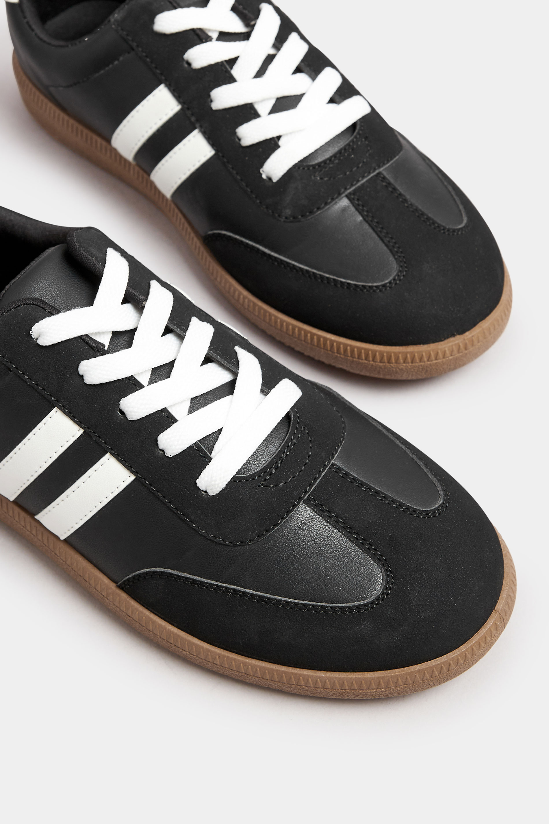 Black Retro Stripe Trainers In Extra Wide EEE Fit | Yours Clothing 5