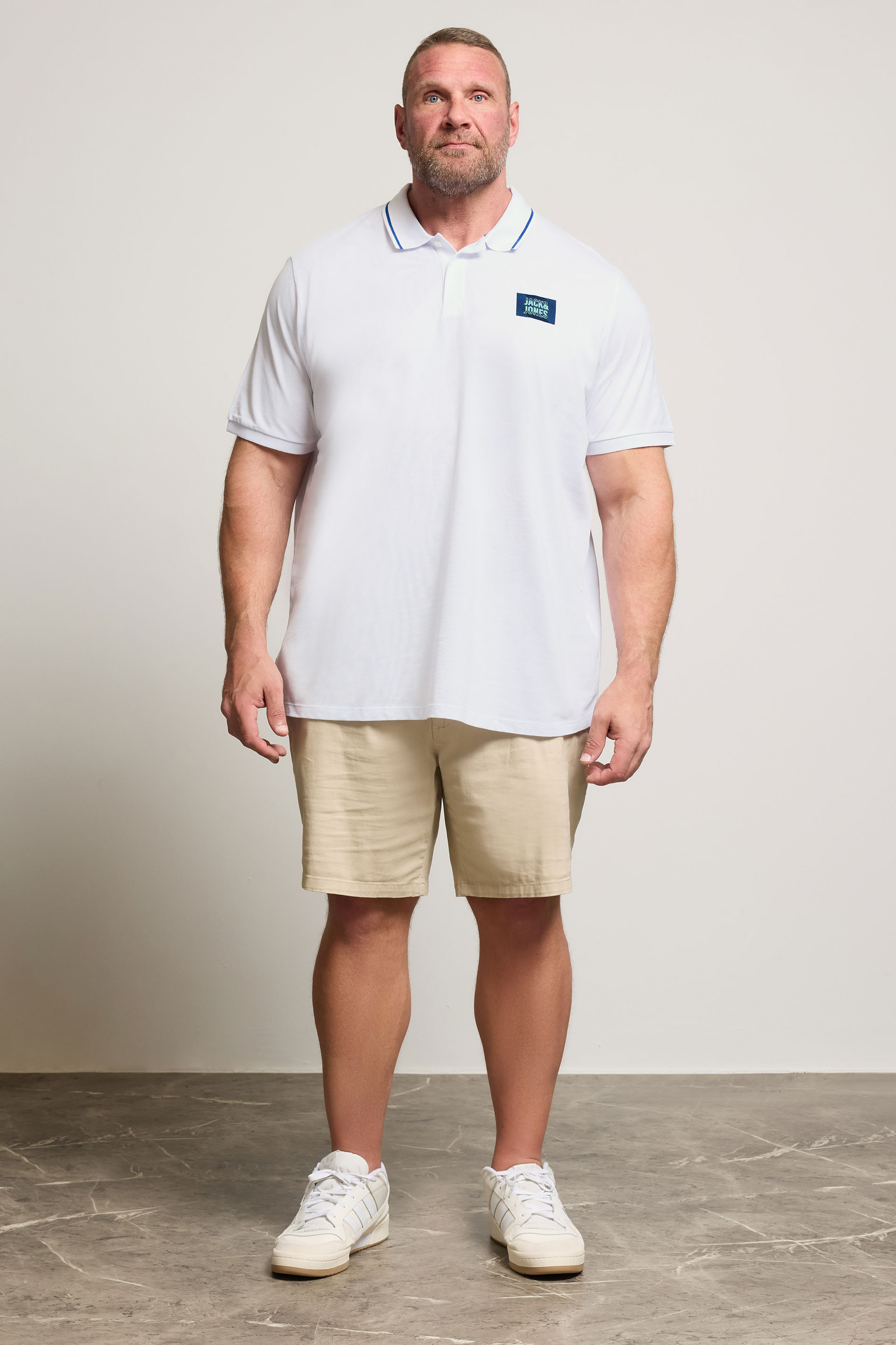 JACK & JONES Big & Tall White Hudson Polo Shirt | BadRhino 2