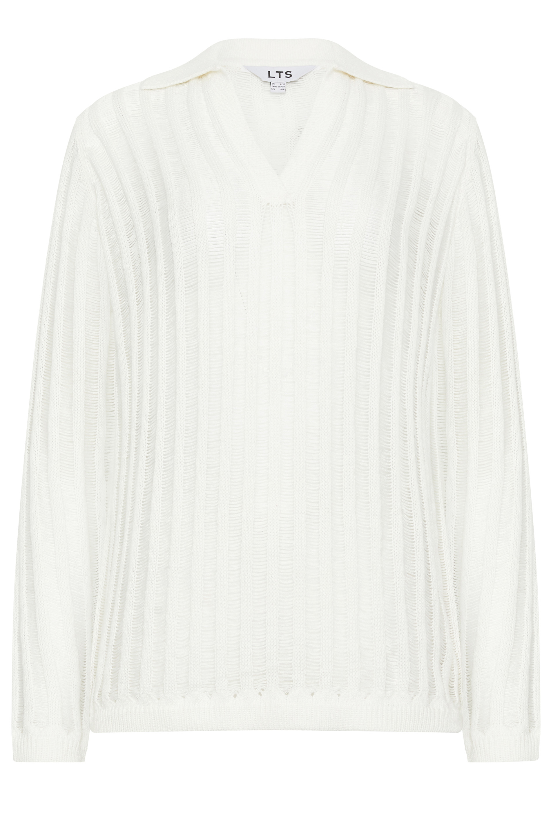 LTS Tall Womens Ivory White Collared Crochet Jumper | Long Tall Sally 5