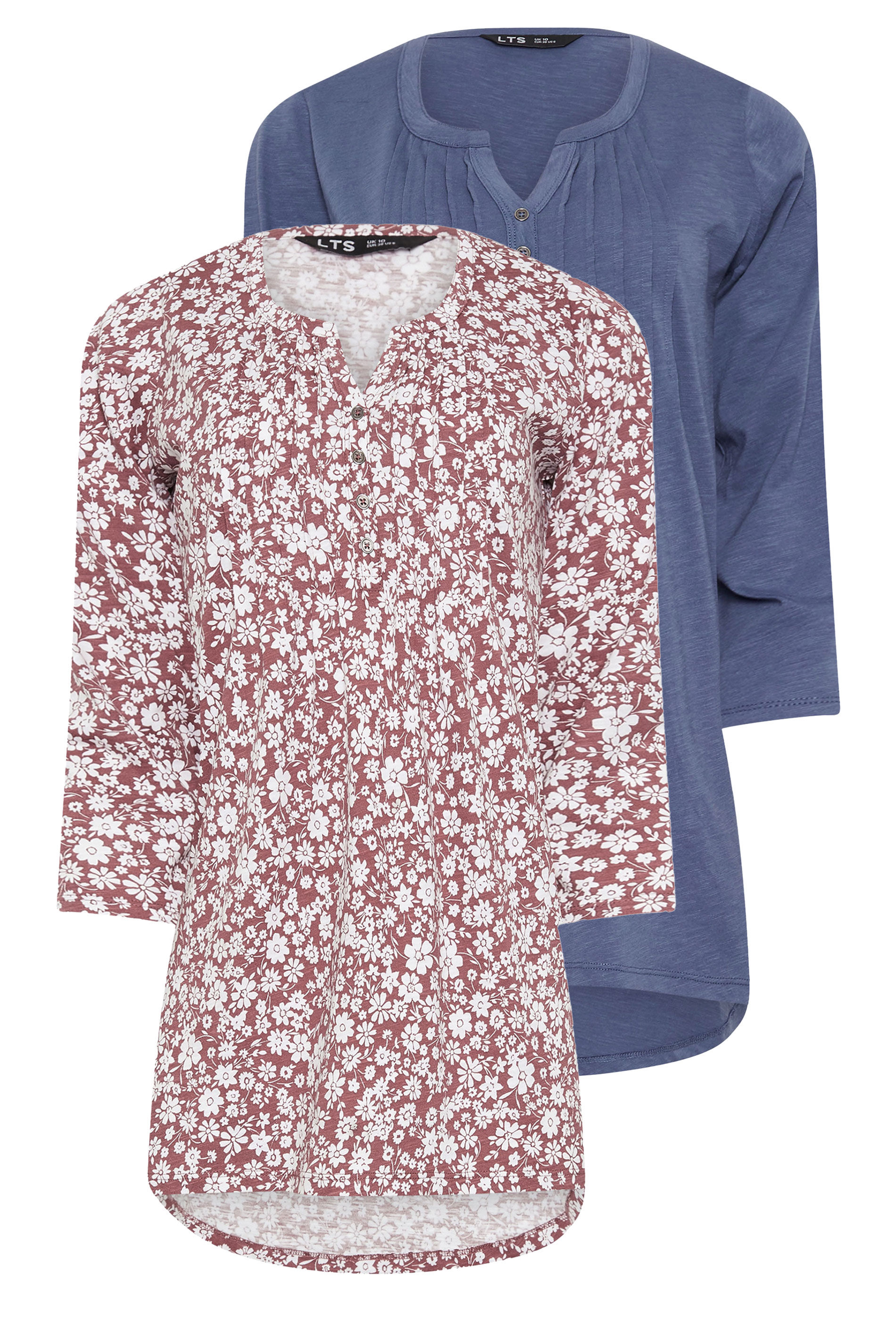 LTS Tall 2 PACK Blush Pink & Blue Henley Tops | Long Tall Sally 7