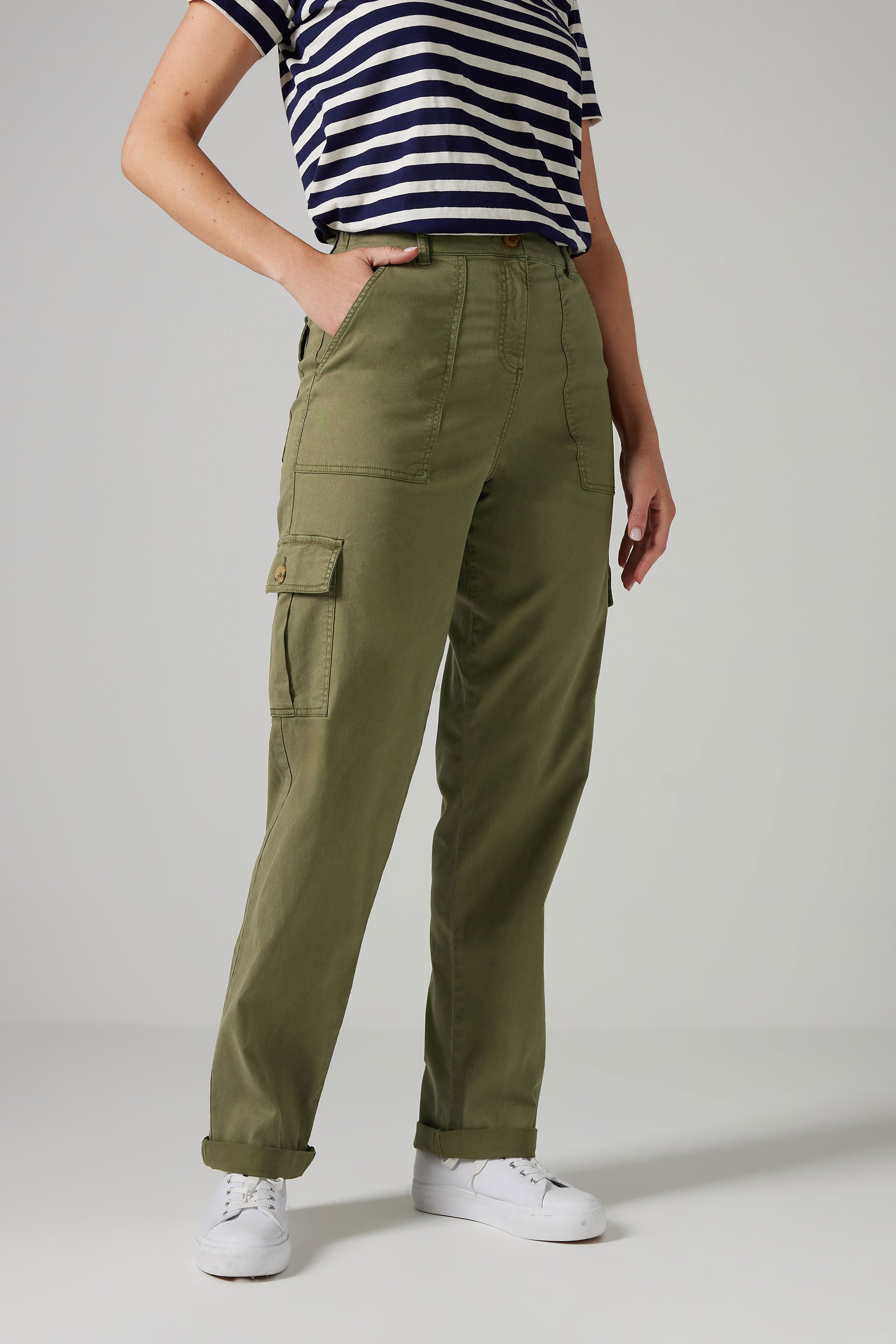 LTS MADE FOR GOOD Tall Khaki Green Cargo Chino Jeans | Long Tall Sally 2