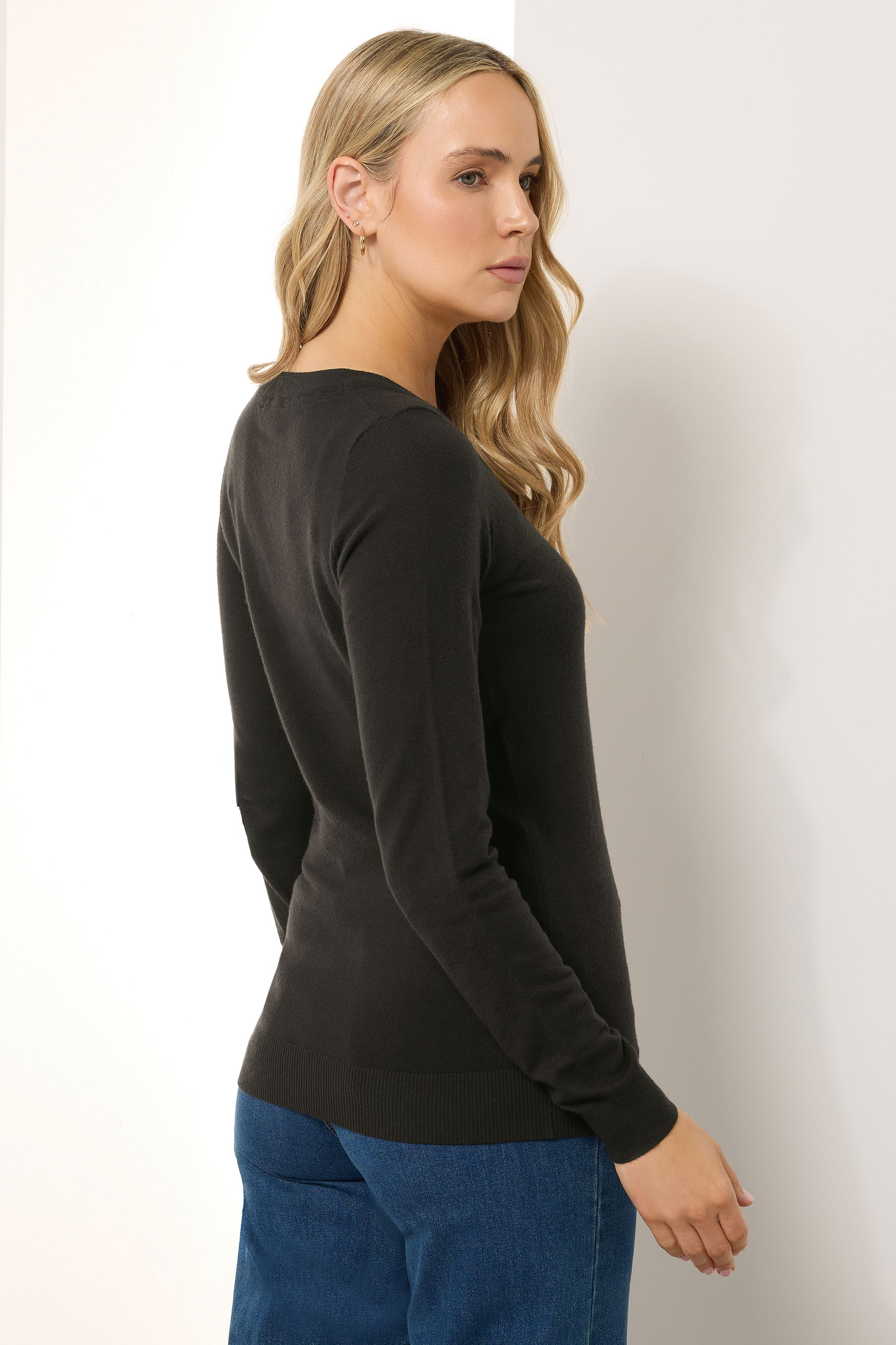 LTS Tall Chocolate Brown Knit V-Neck Jumper | Long Tall Sally 4