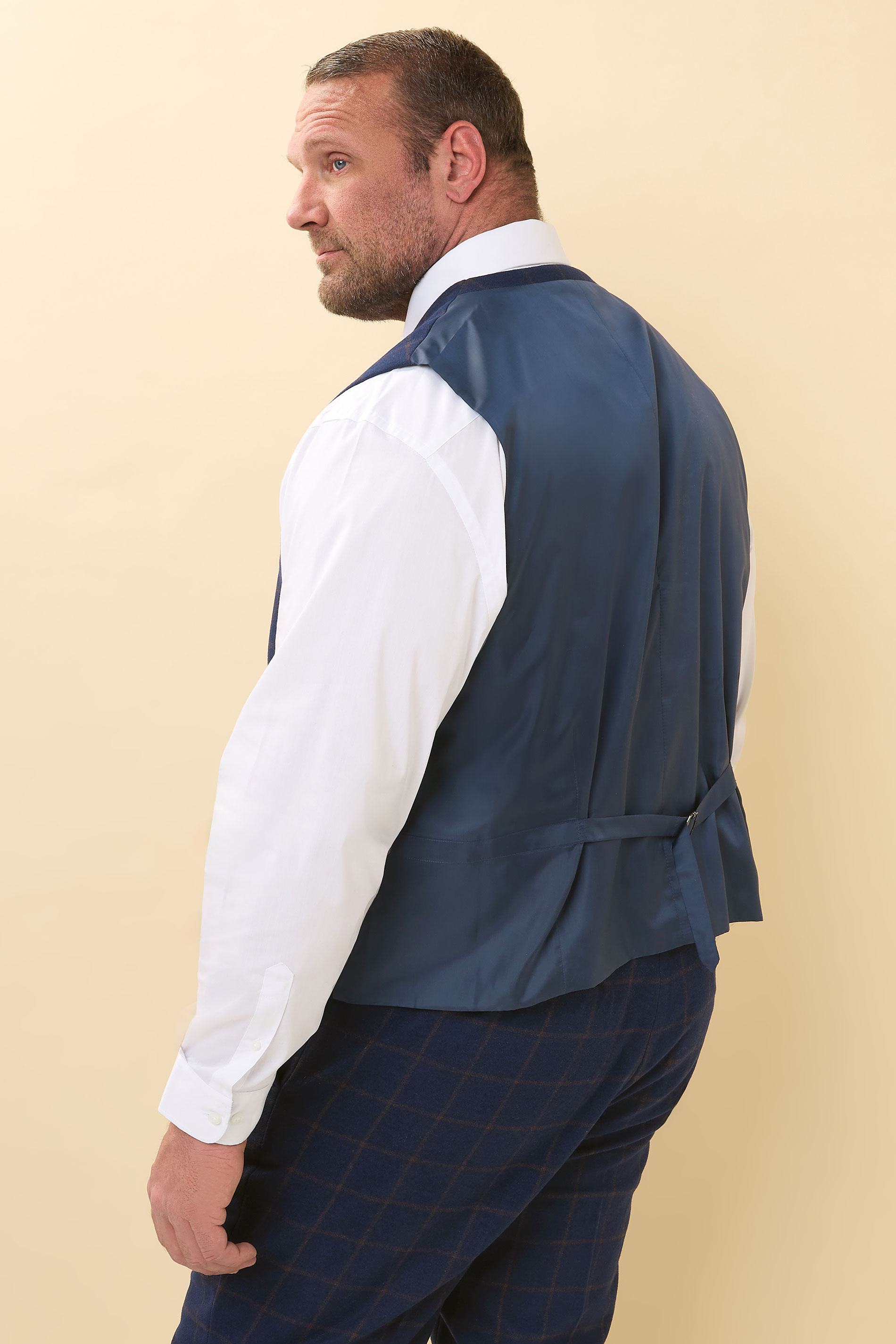 BadRhino Tailoring Big & Tall Navy Blue & Rust Orange Tweed Waistcoat | BadRhino 5