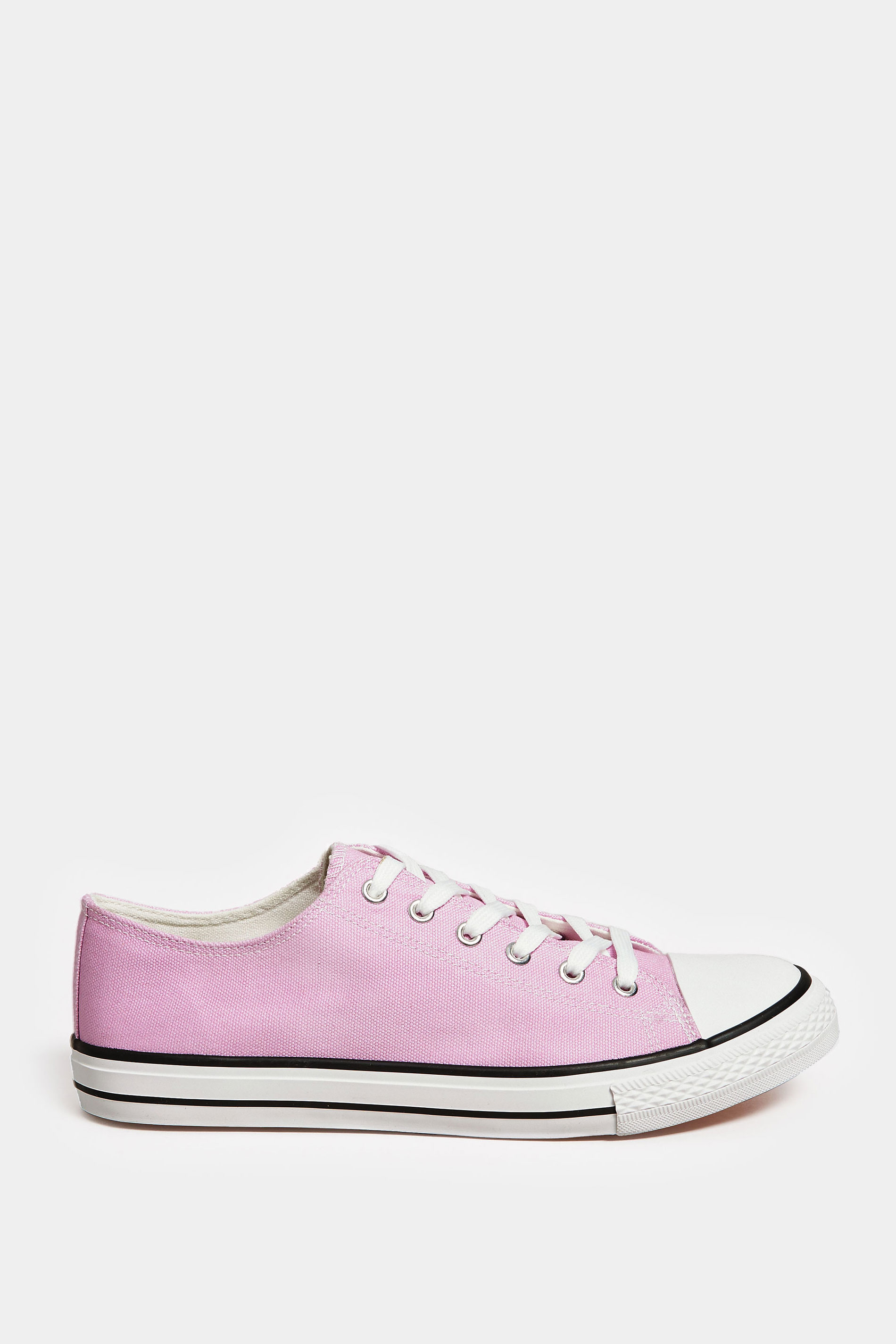 Plus Size Lilac Purple Canvas Low Trainers In Wide Fit | Yours Clothing 3