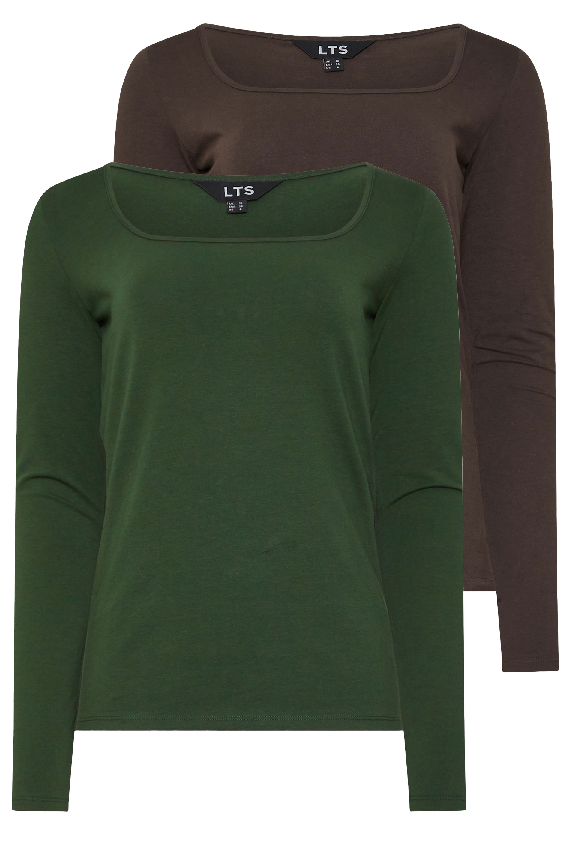 LTS Tall 2 PACK Green & Brown Square Neck Tops | Long Tall Sally 7