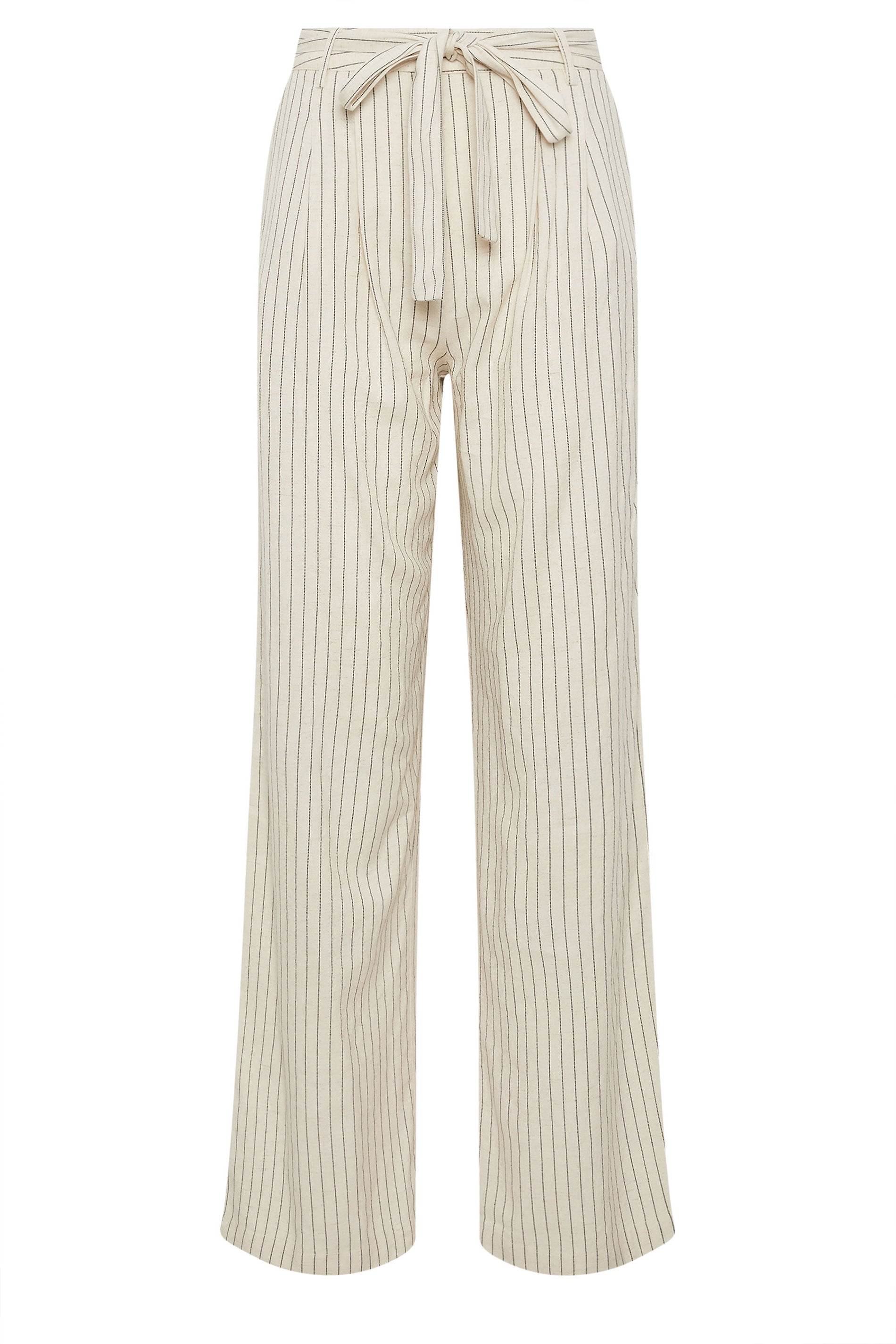 LTS Tall Women's Ivory White Pinstripe Linen Wide Leg Trousers | Long Tall Sally 6