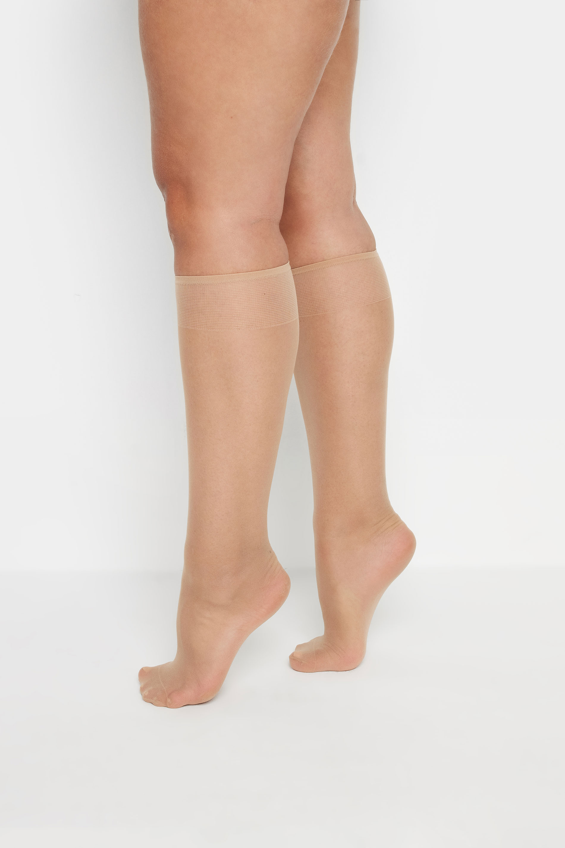 YOURS FOR GOOD 5 PACK Plus Size Natural Brown Sheer Knee High Socks | Yours Clothing  2