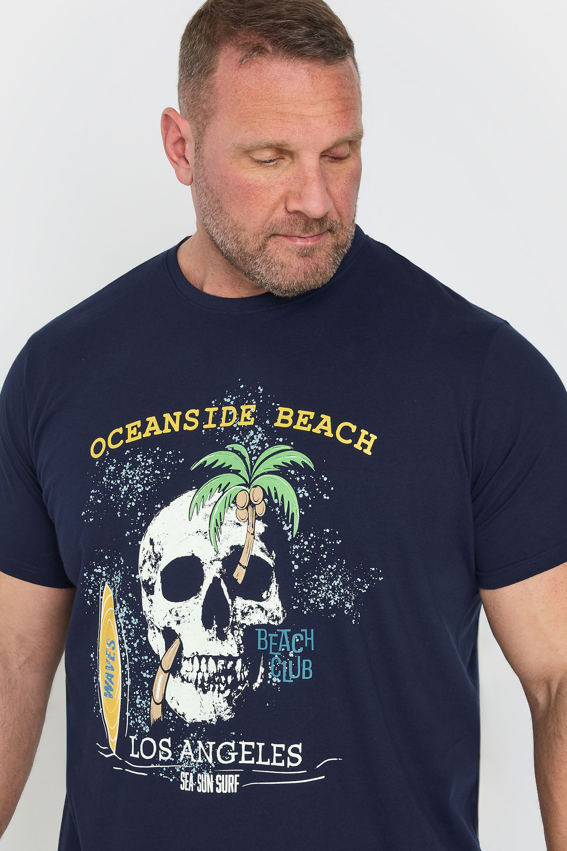BadRhino Big & Tall Navy Blue 'Oceanside Beach' Graphic T-Shirt | BadRhino 4