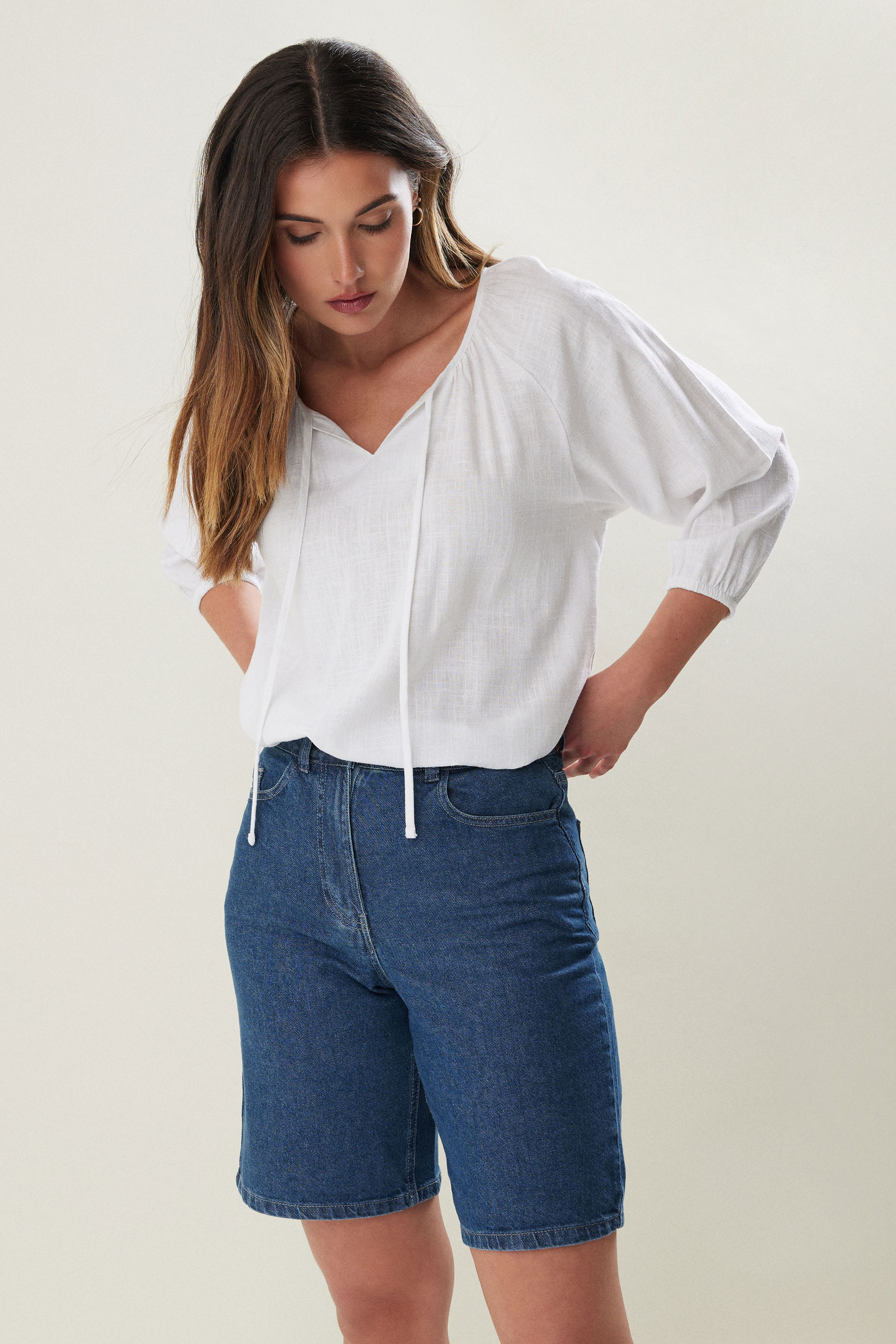 LTS Tall Blue Denim Bermuda Shorts | Long Tall Sally 2