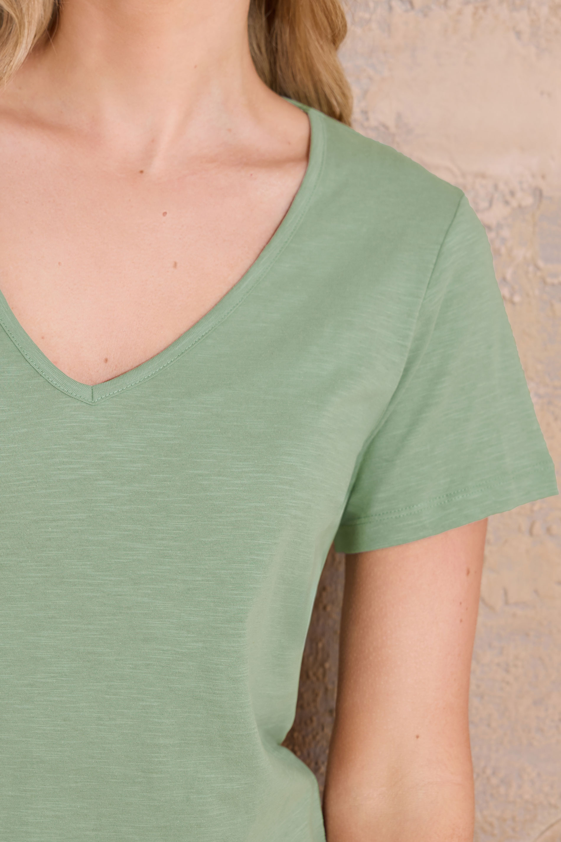 LTS Tall Womens Sage Green V-Neck T-Shirt | Long Tall Sally 5