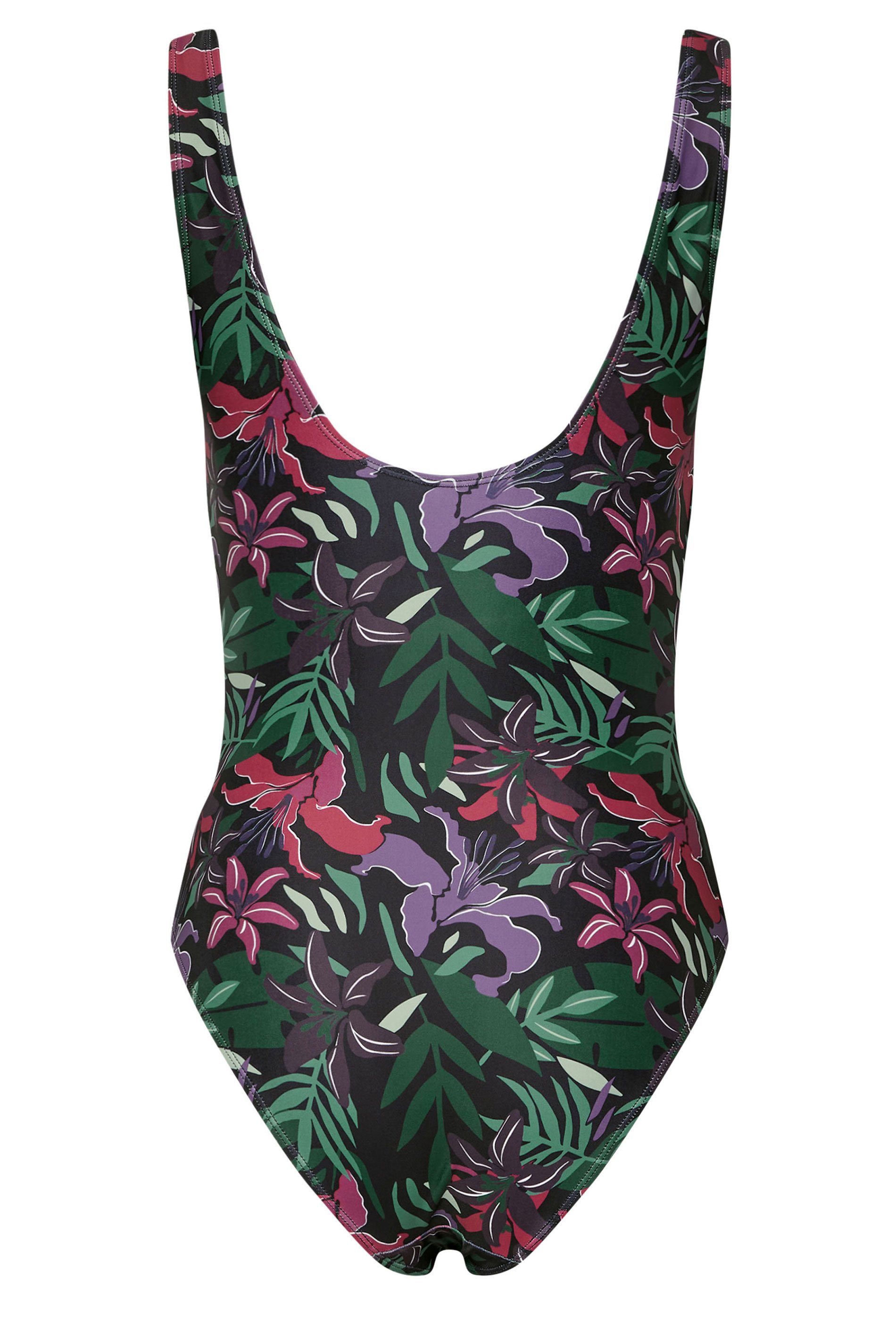 LTS Tall Black Tropical Palm Ladder Trim Swimsuit | Long Tall Sally 8
