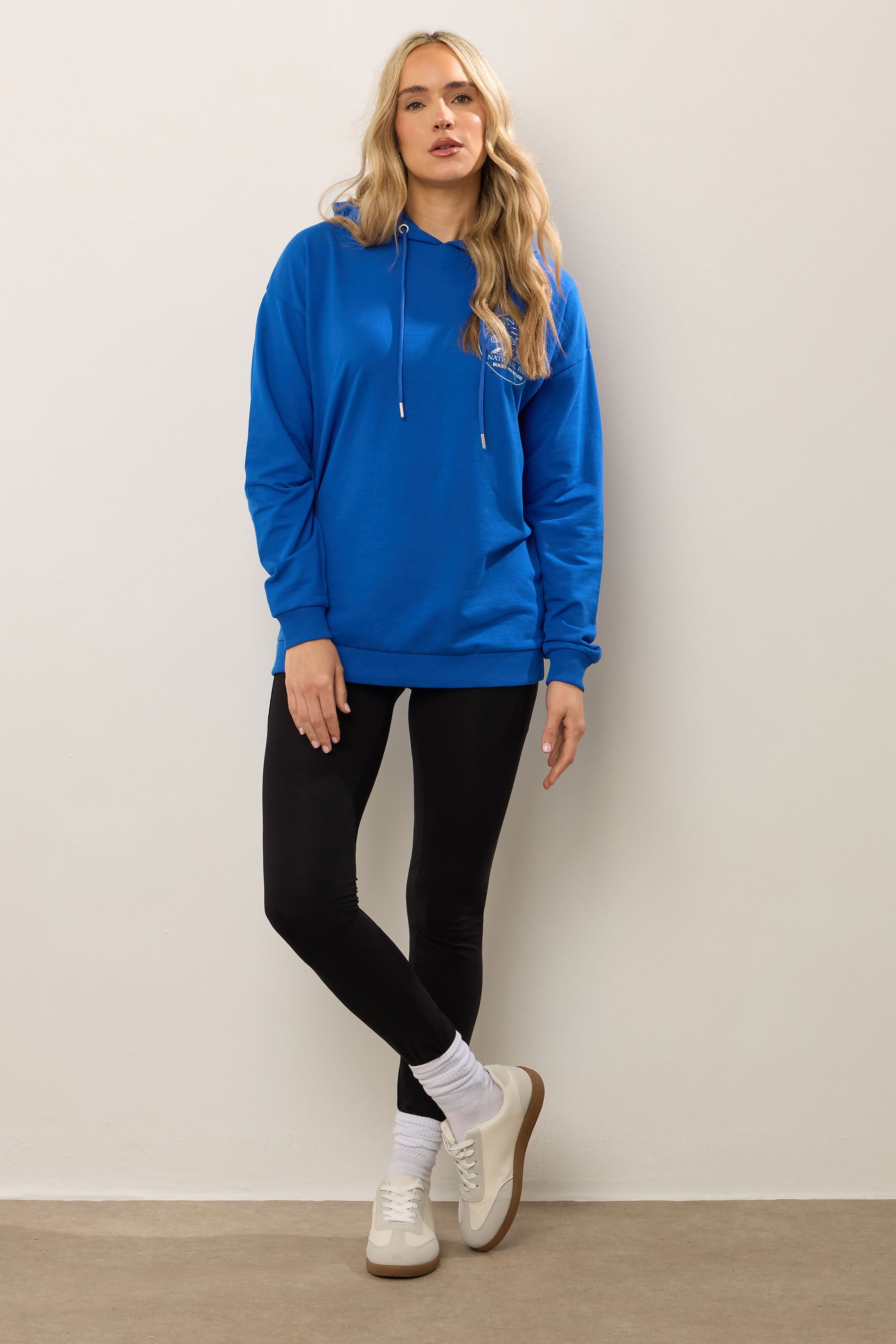 LTS Tall Blue 'Montana Glacier' Slogan Hoodie | Long Tall Sally 2