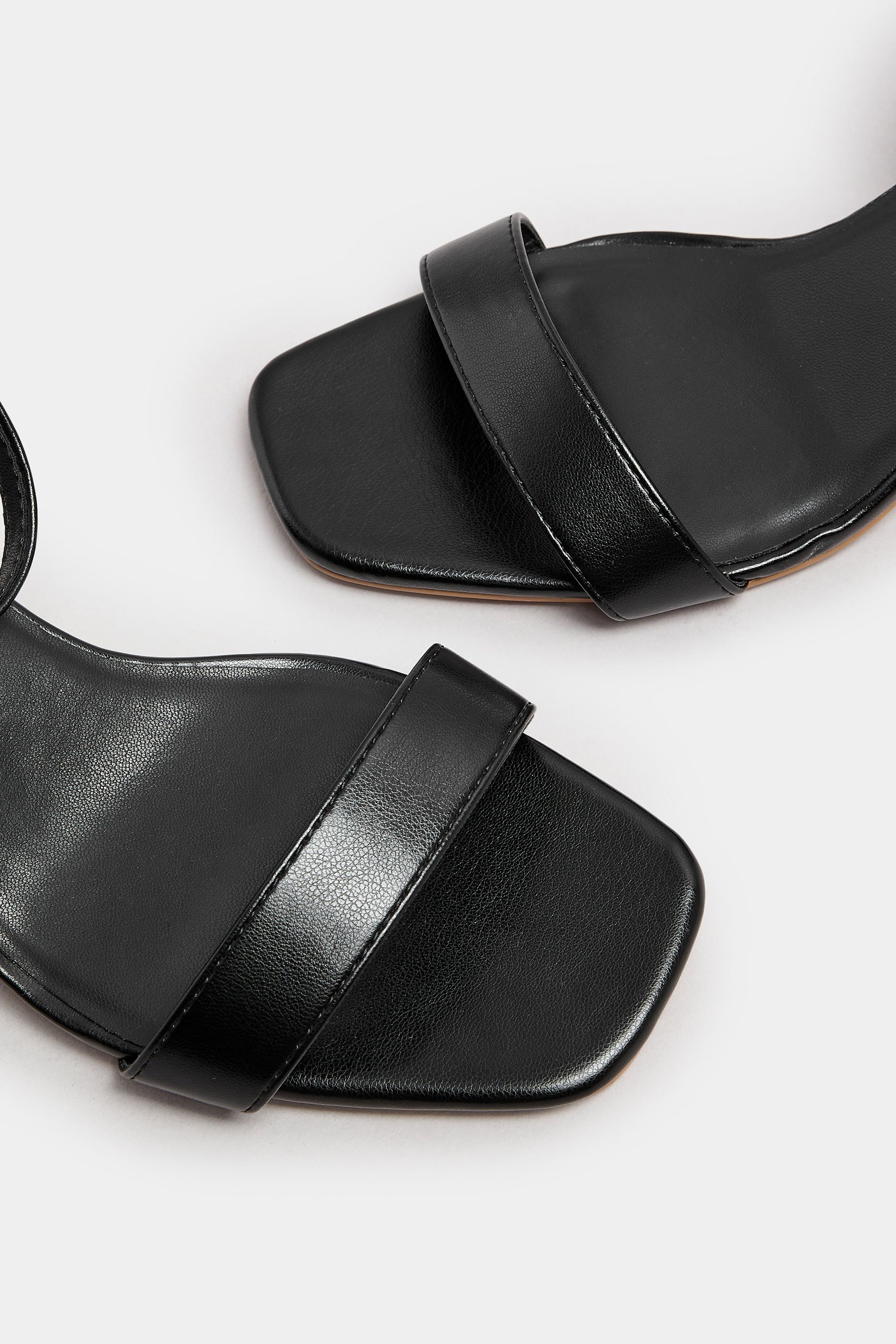 Black Faux Leather Block Heel Sandals In Extra Wide EEE Fit | Yours Clothing 5