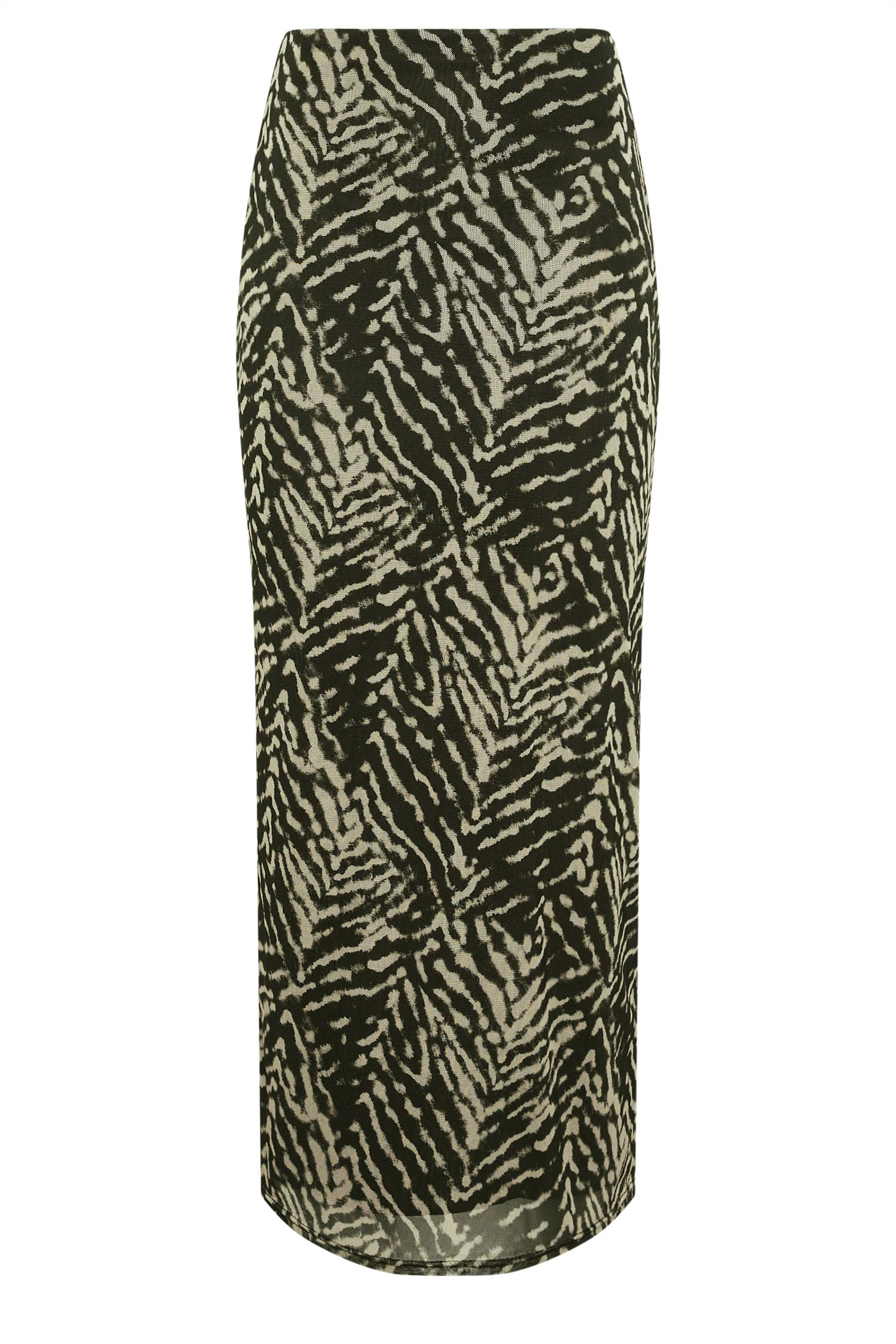 LTS Tall Womens Black Abstract Print Mesh Midi Skirt | Long Tall Sally 3