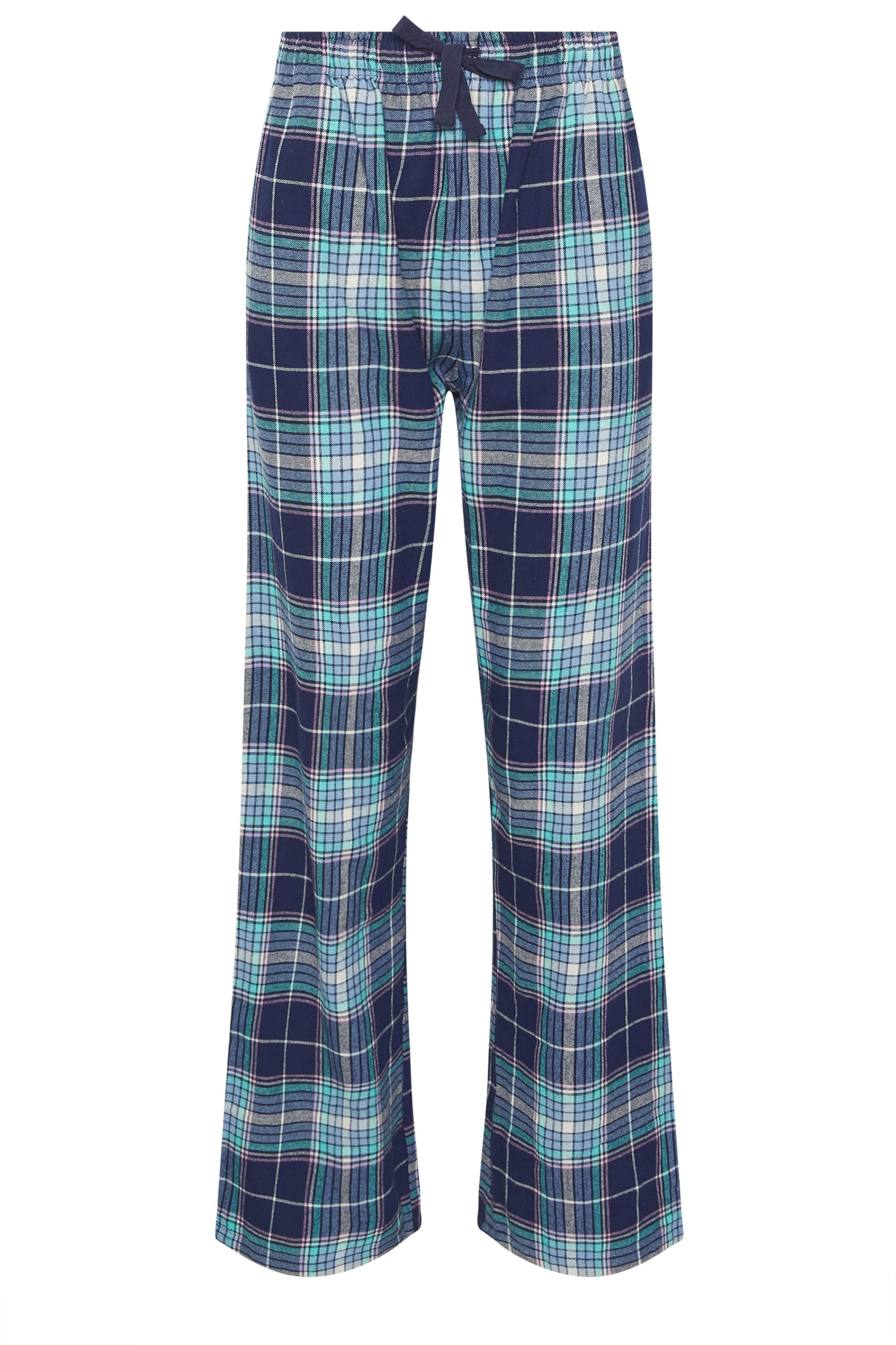 LTS Tall Blue Cotton Check Pyjama Bottoms | Long Tall Sally 5