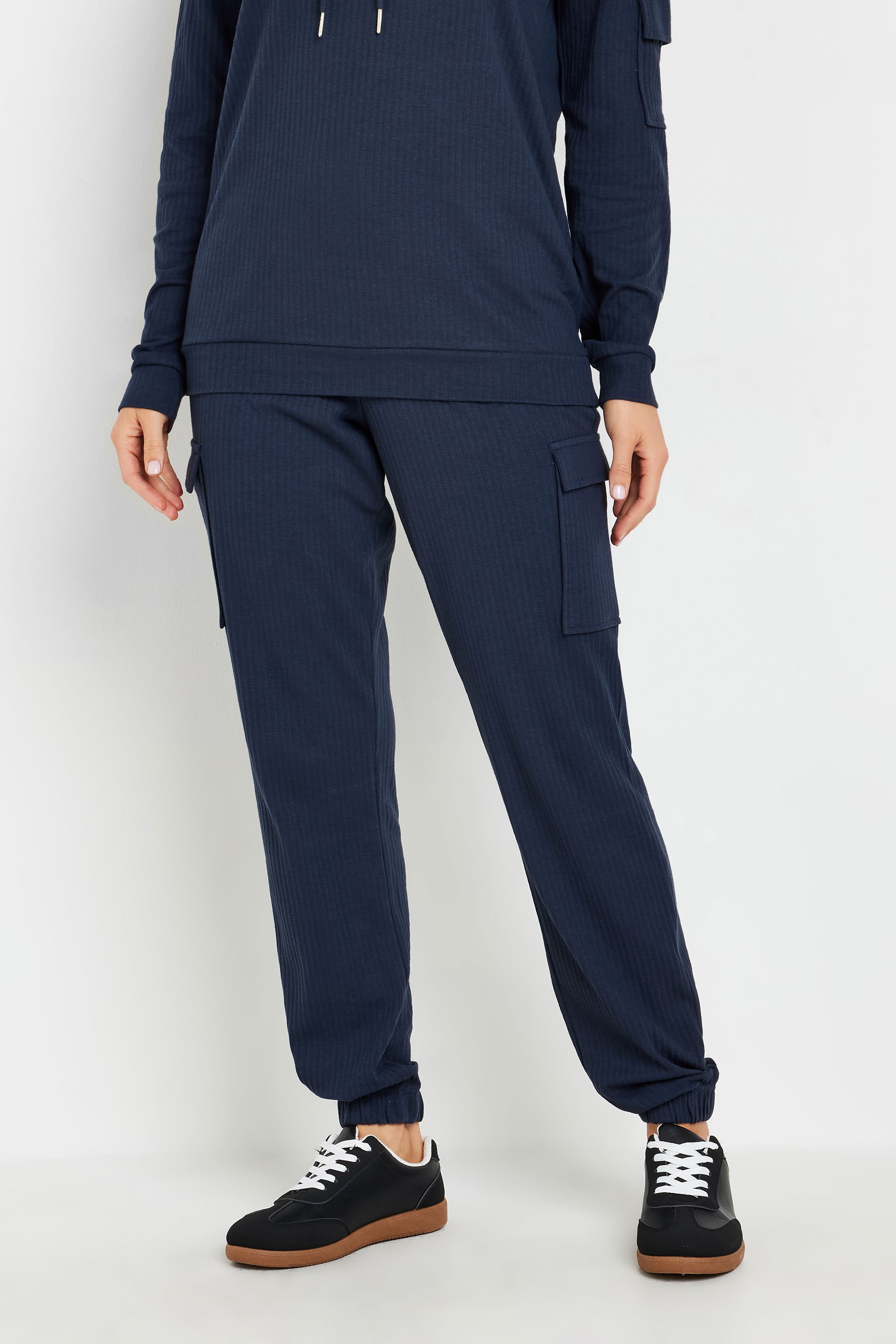LTS Tall Women's Navy Blue Ribbed Cargo Joggers | Long Tall Sally 2