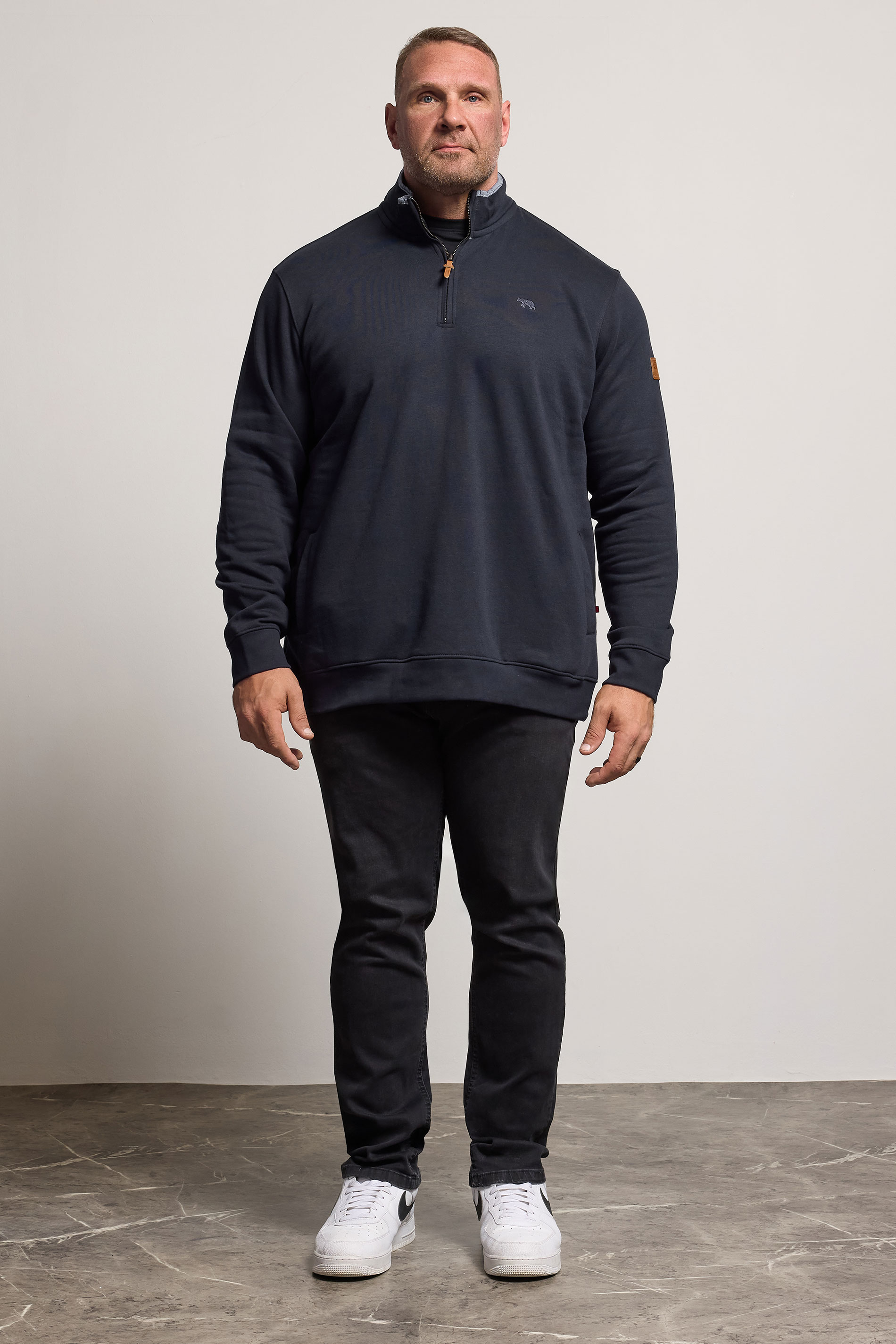 D555 Big & Tall Navy Blue Embroidery Quarter Zip Fleece | BadRhino 2